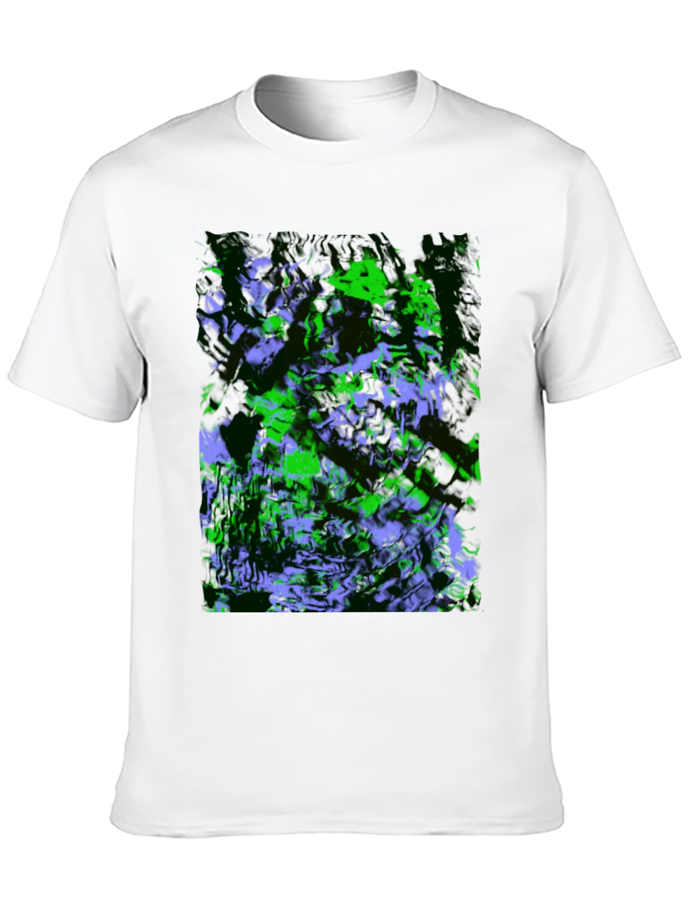 Abstract Green & Purple Graphic Black T-Shirt