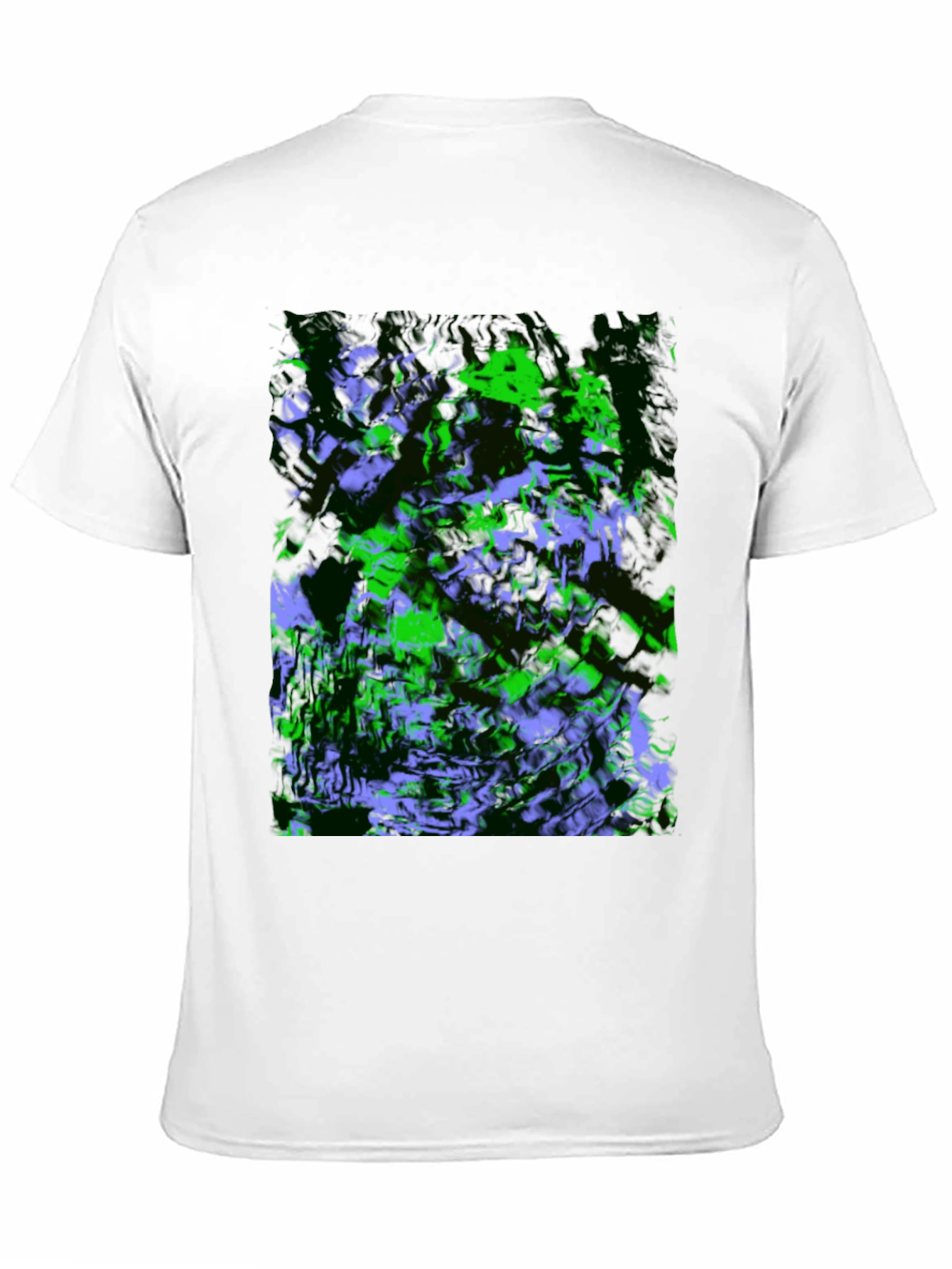 Abstract Green & Purple Graphic Black T-Shirt
