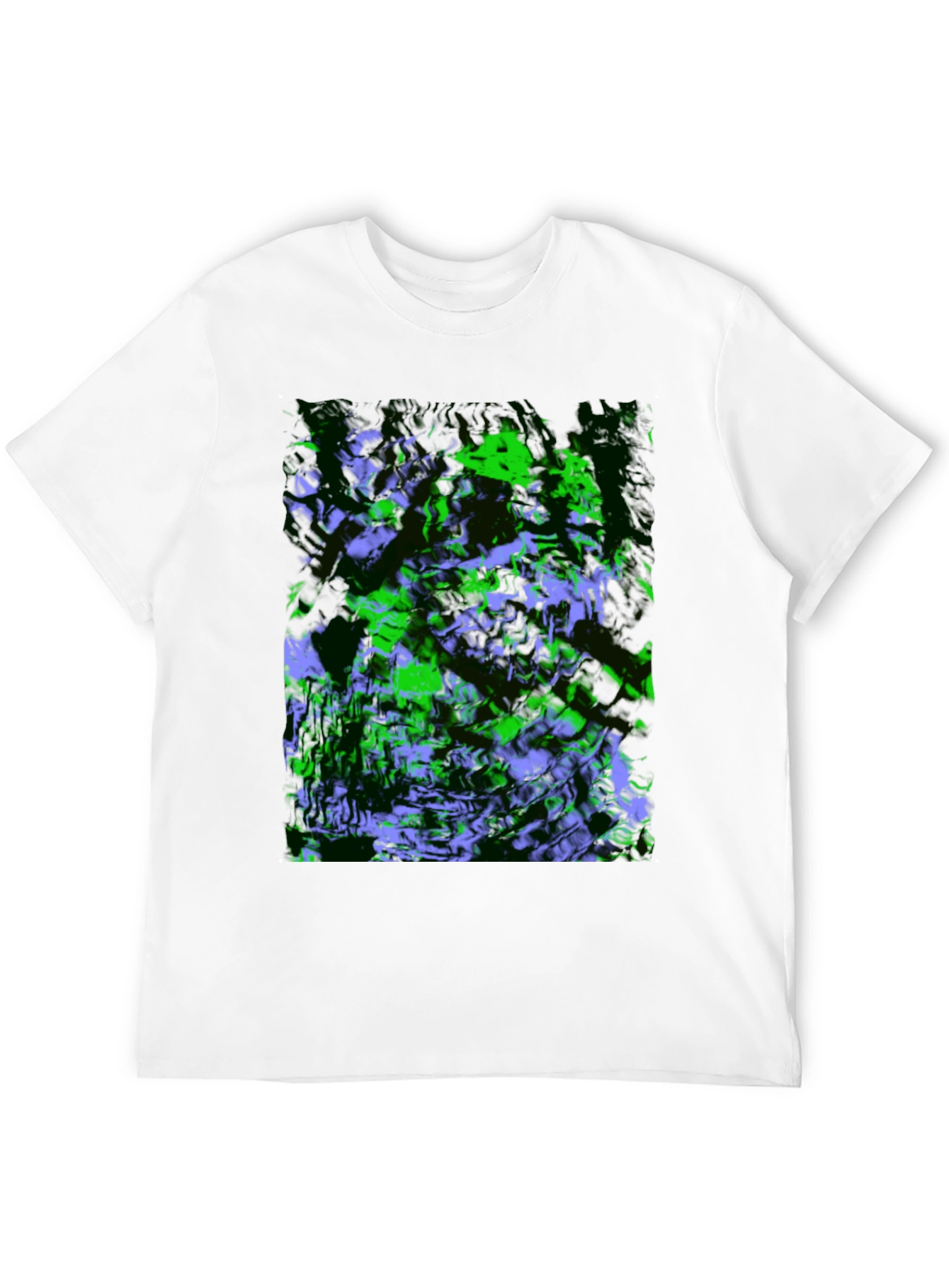 Abstract Green & Purple Graphic Black T-Shirt