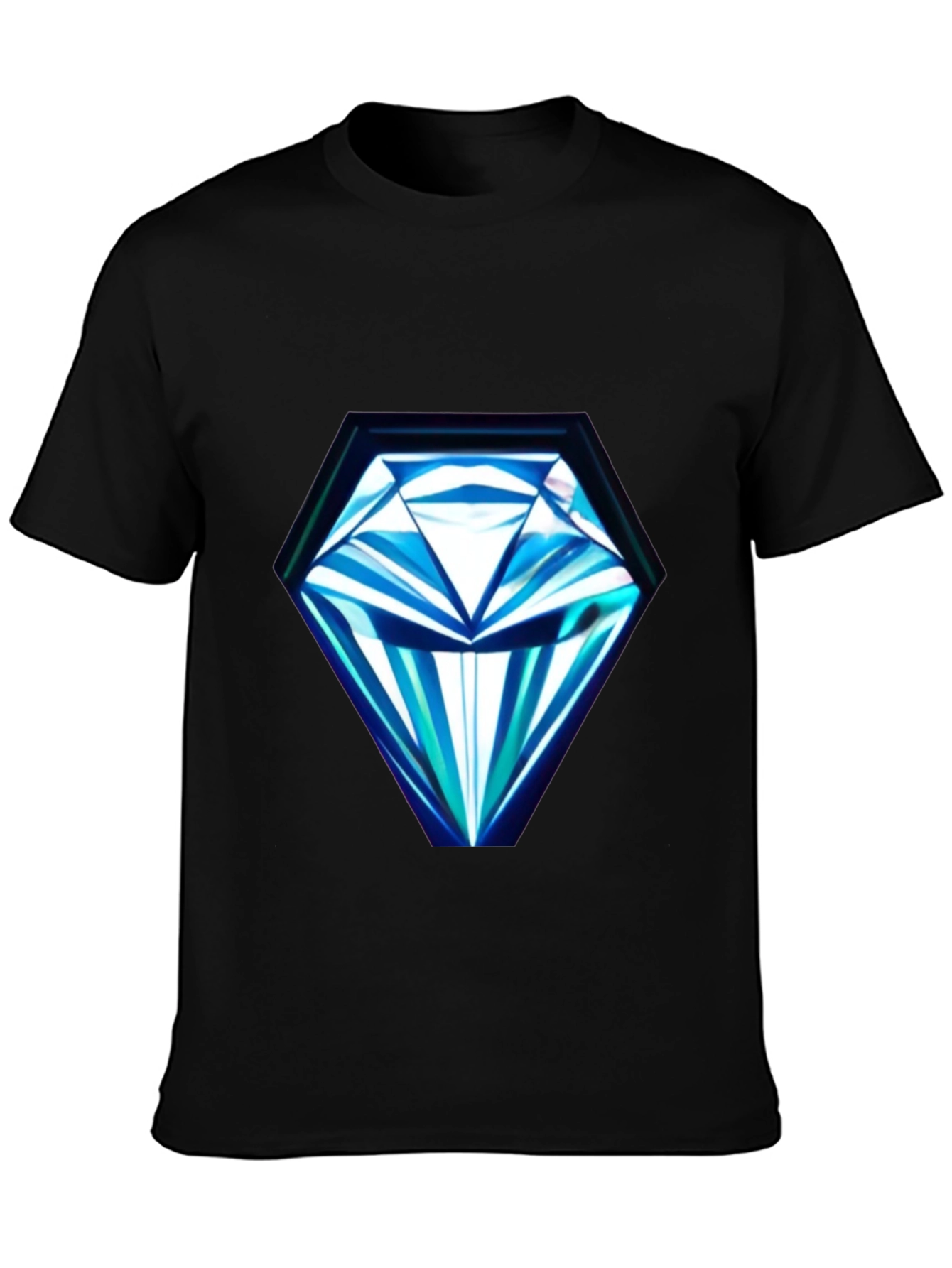 Geometric Diamond Print Black T-Shirt