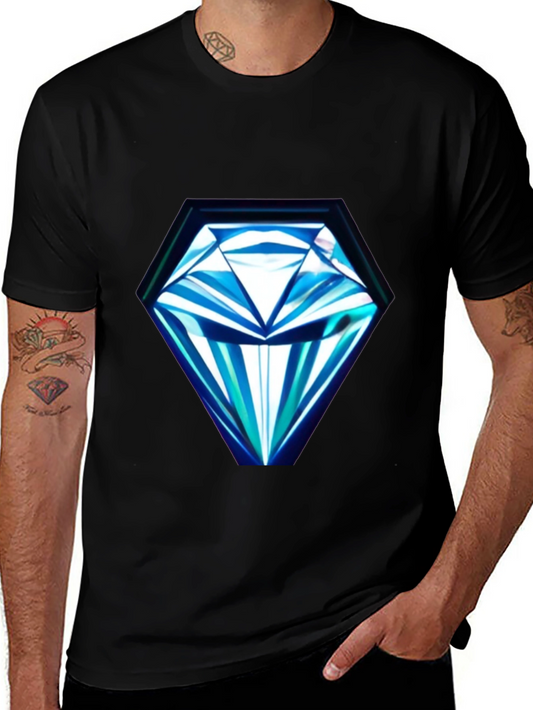 Geometric Diamond Print Black T-Shirt