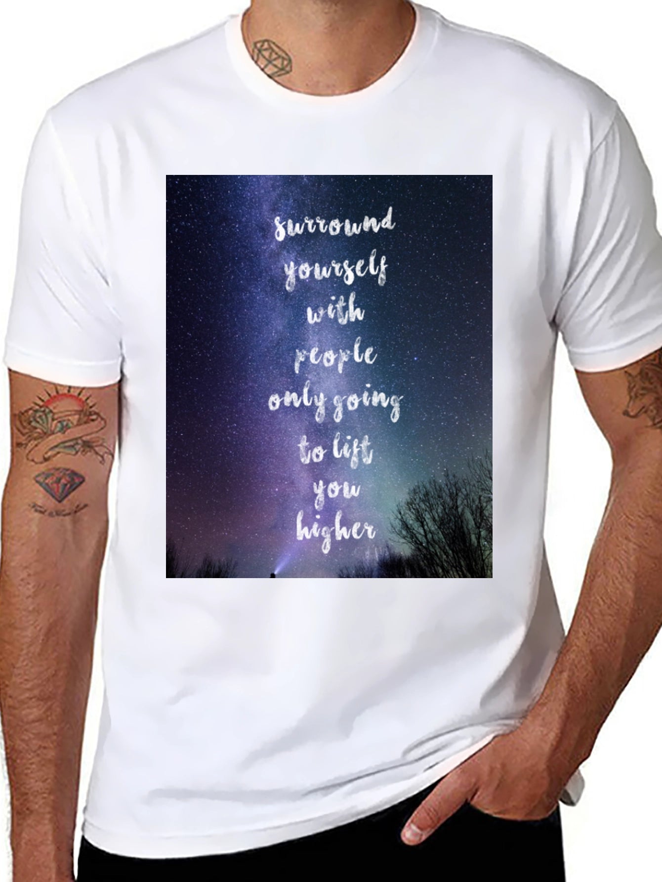 Motivational Starry Night T-Shirt: Lift You Higher
