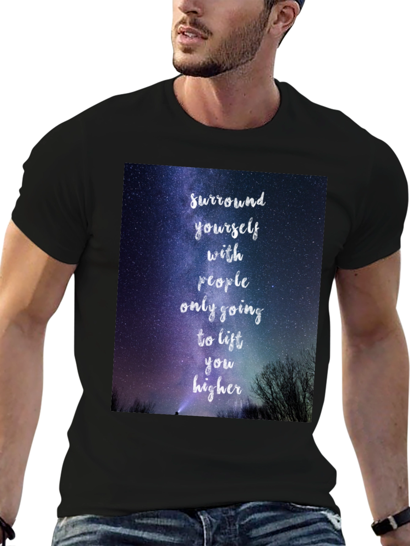 Motivational Starry Night T-Shirt: Lift You Higher