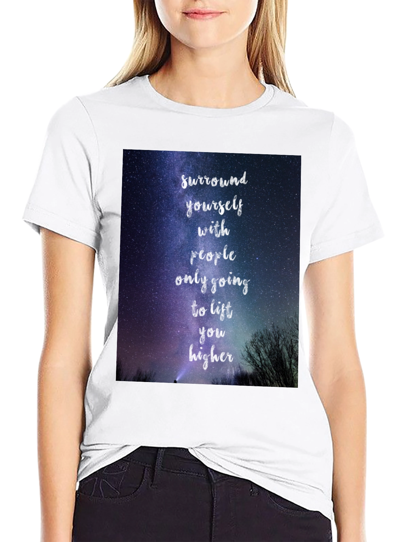 Motivational Starry Night T-Shirt: Lift You Higher