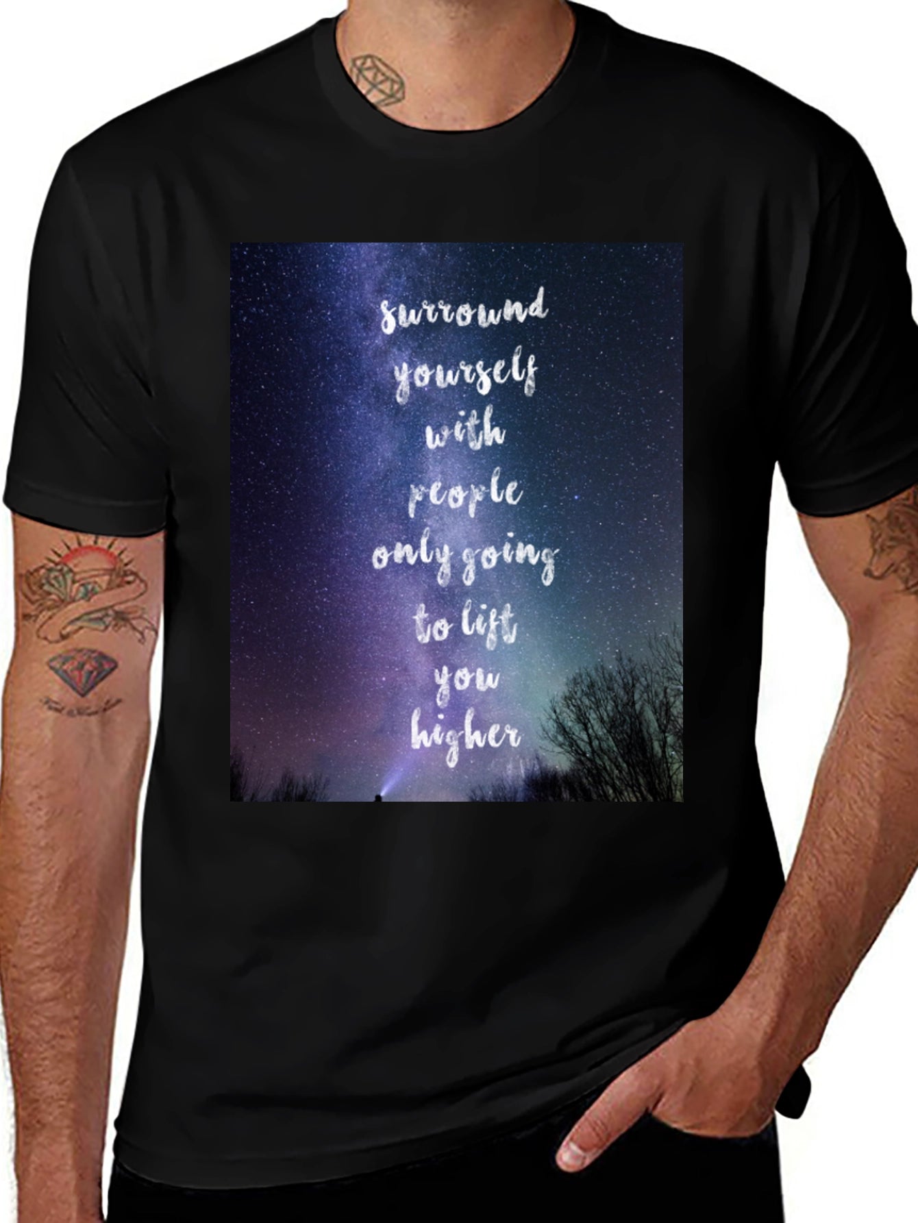 Motivational Starry Night T-Shirt: Lift You Higher
