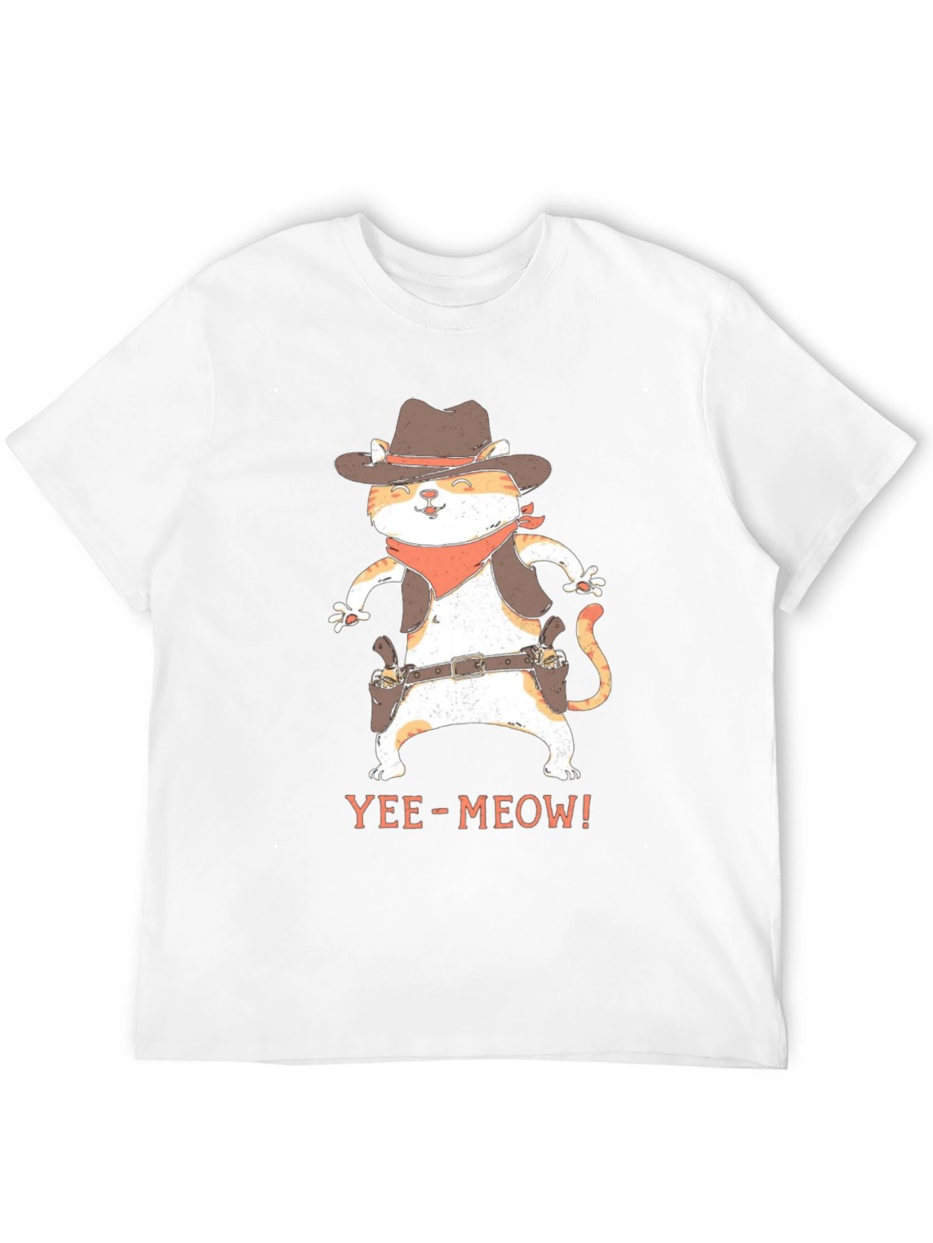 Yee-Meow Cowboy Cat Graphic T-Shirt