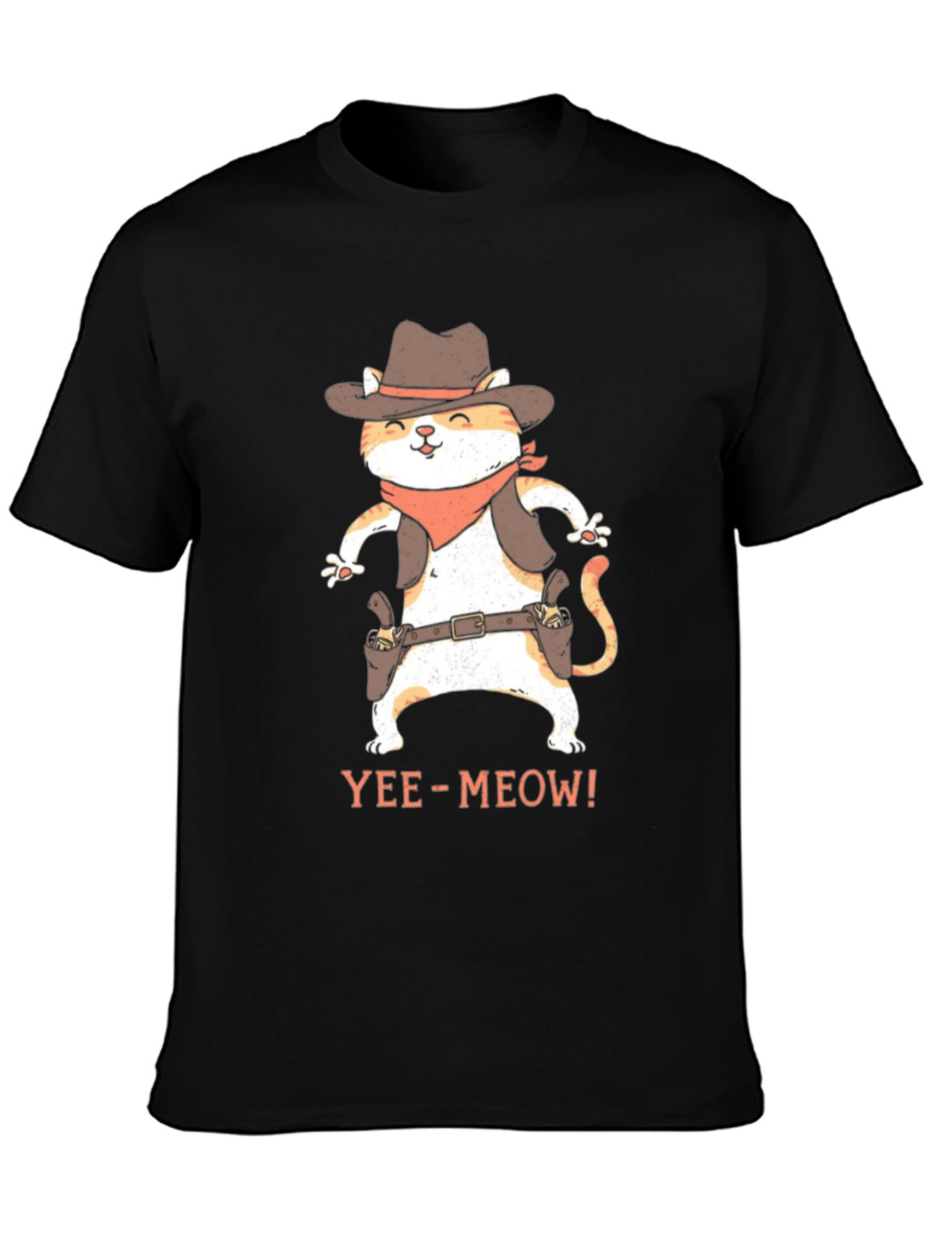Yee-Meow Cowboy Cat Graphic T-Shirt
