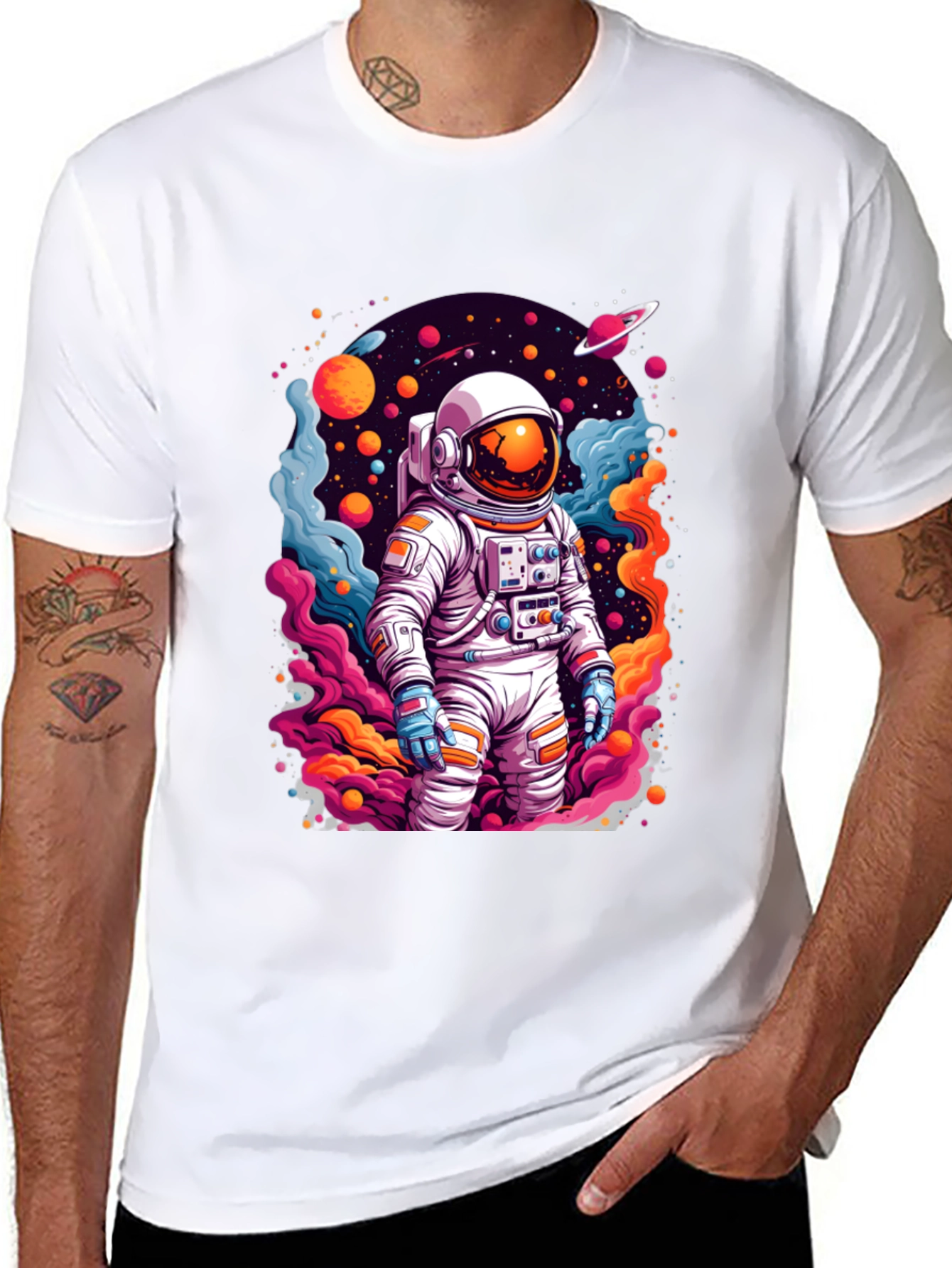 Astronaut in Space T-Shirt - Vibrant Graphic Tee