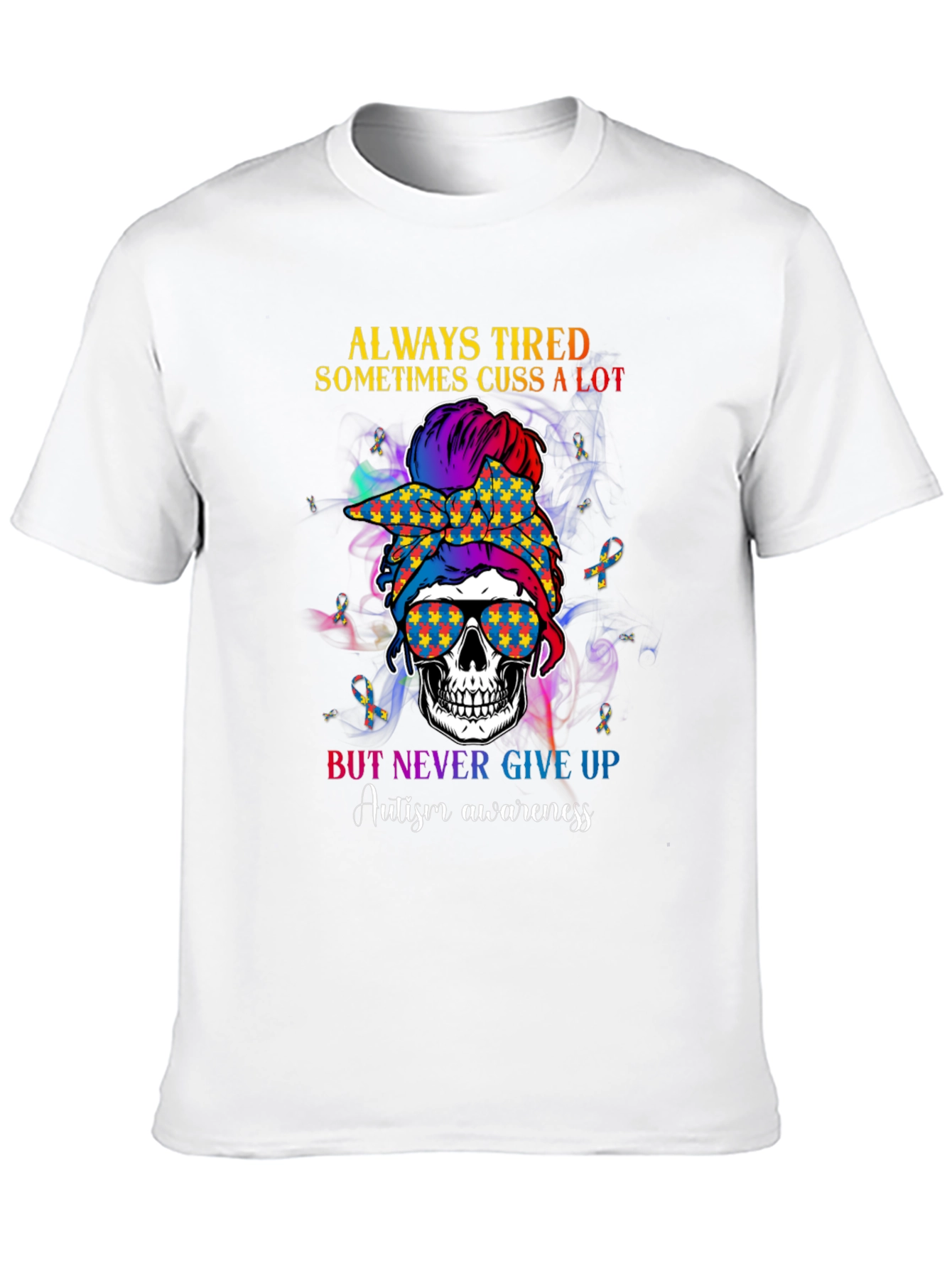 Autism Awareness Skull Graphic Tee