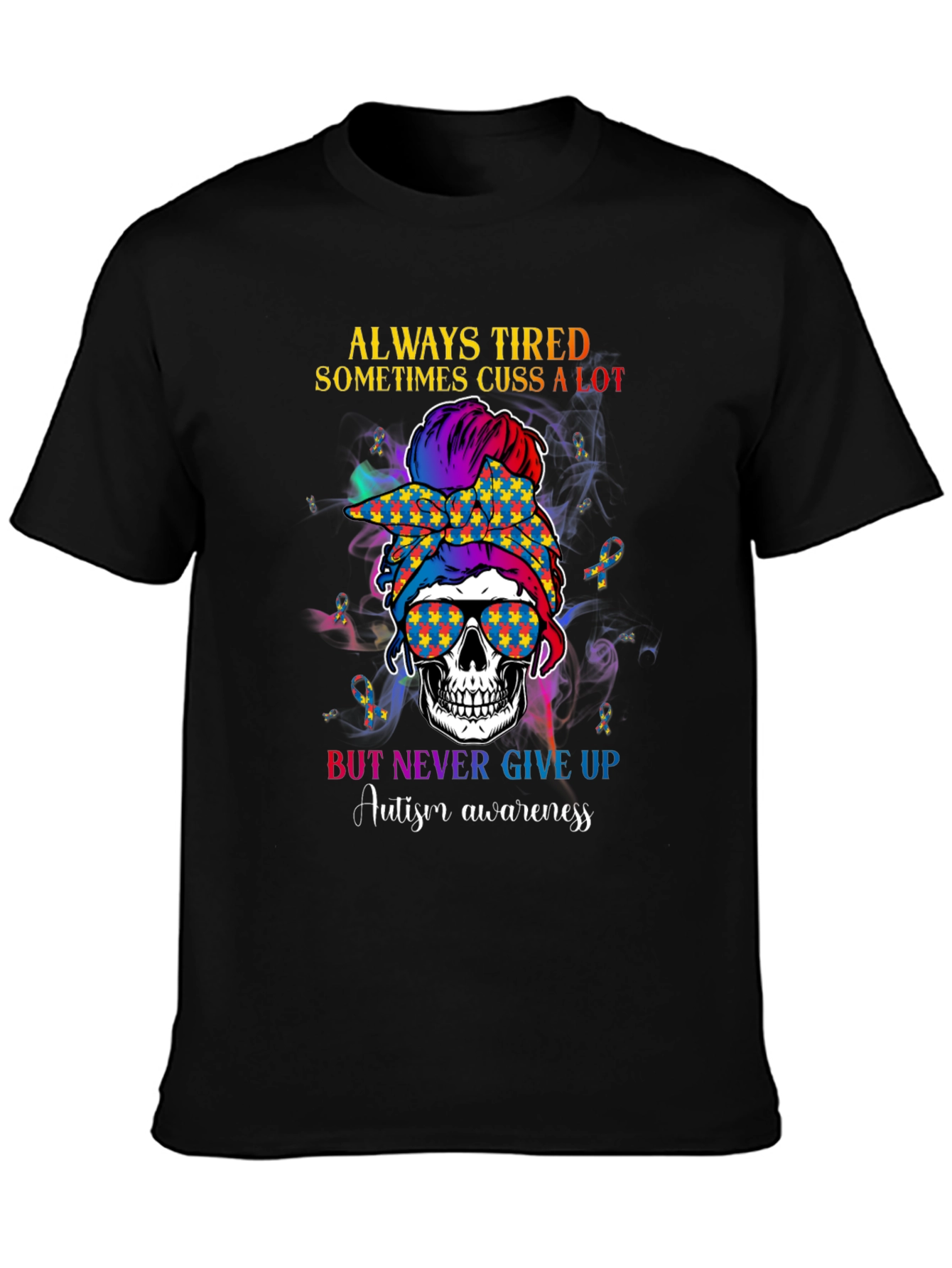 Autism Awareness Skull Graphic Tee