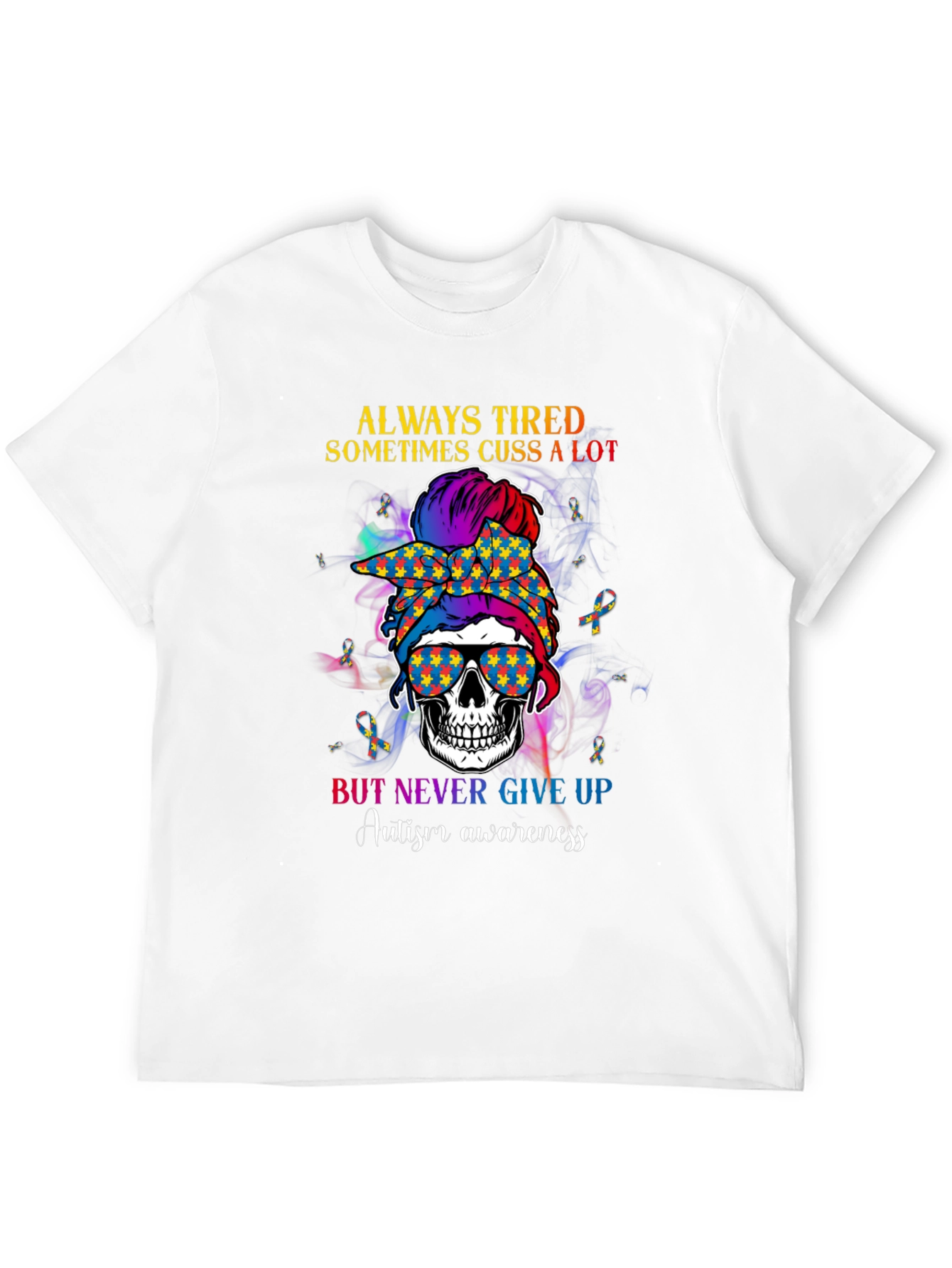Autism Awareness Skull Graphic Tee