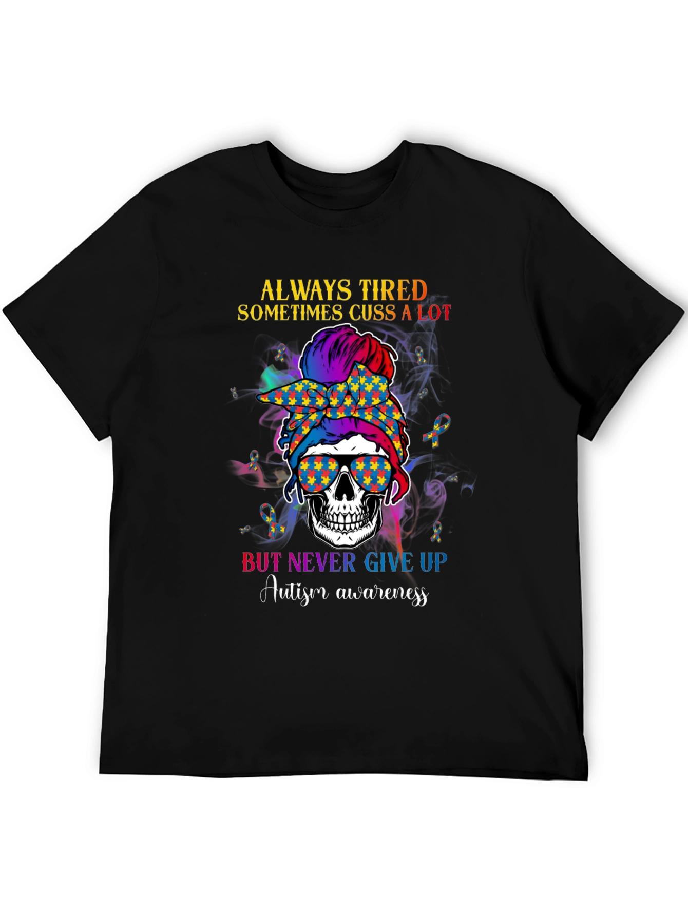 Autism Awareness Skull Graphic Tee