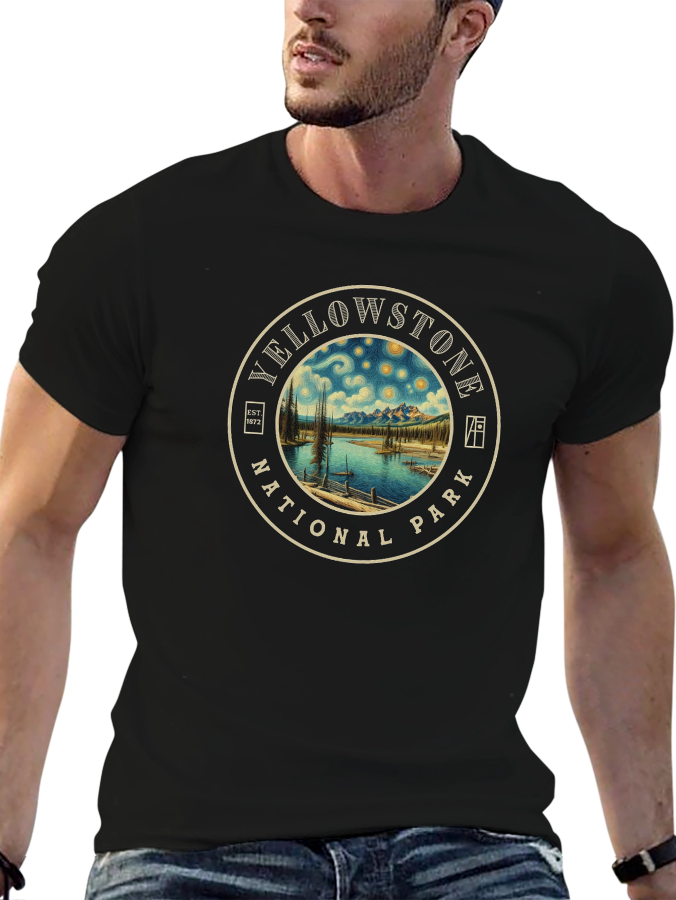Yellowstone National Park Starry Night T-Shirt