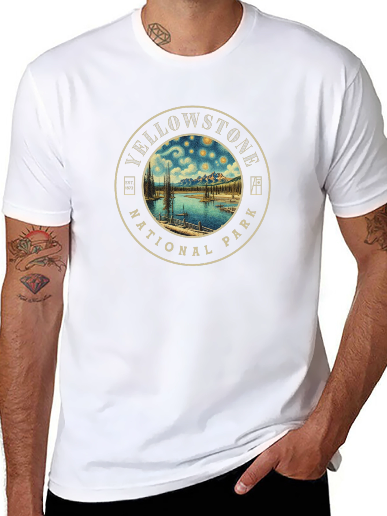 Yellowstone National Park Starry Night T-Shirt