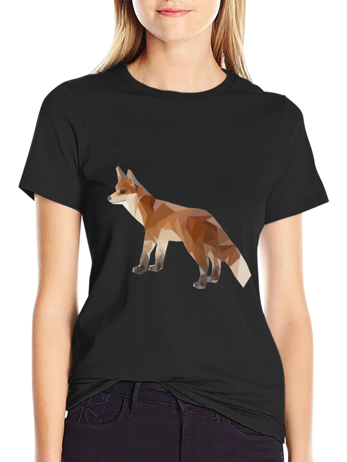 Geometric Fox Graphic Tee - Mens Black T-Shirt