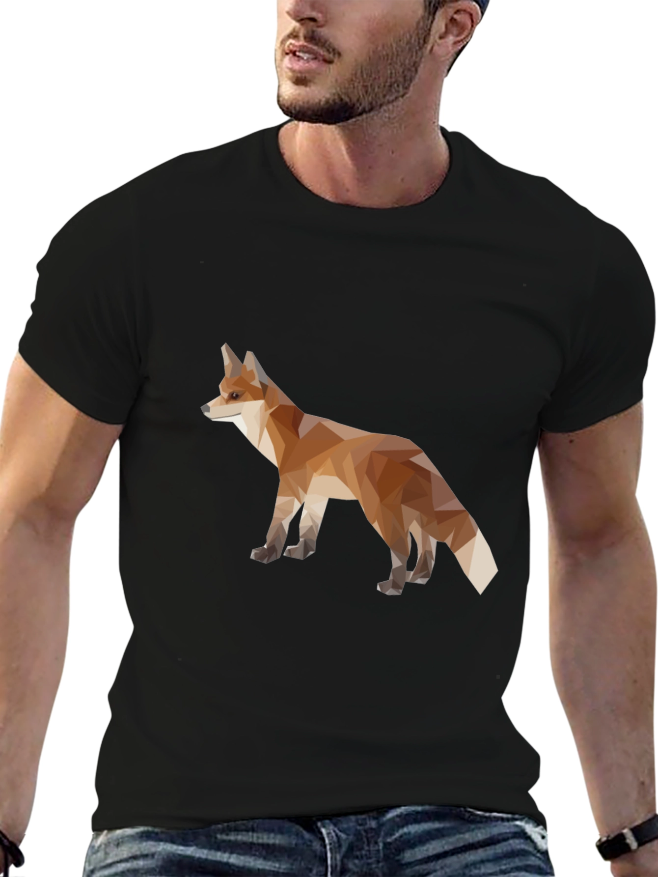 Geometric Fox Graphic Tee - Mens Black T-Shirt