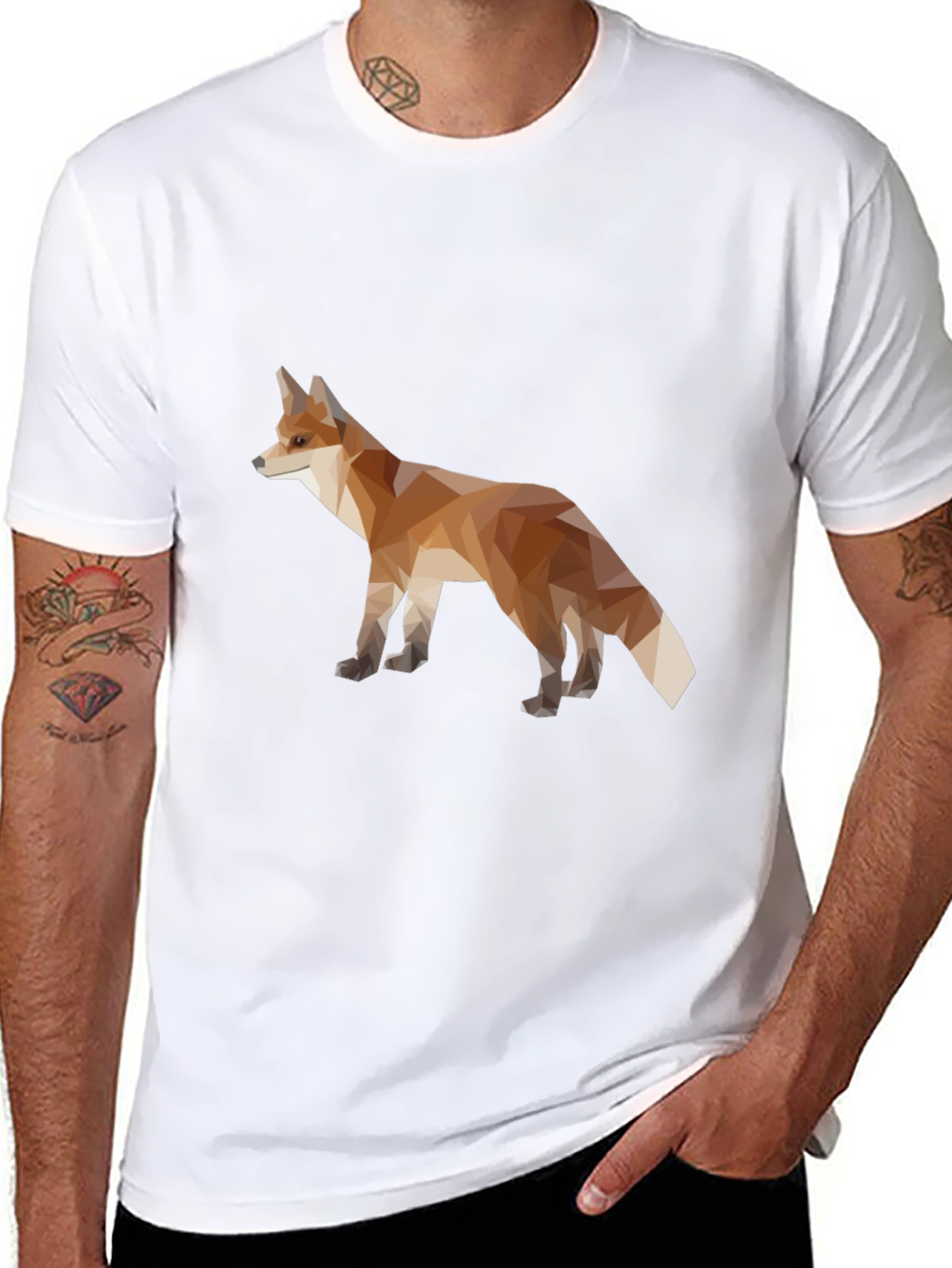 Geometric Fox Graphic Tee - Mens Black T-Shirt