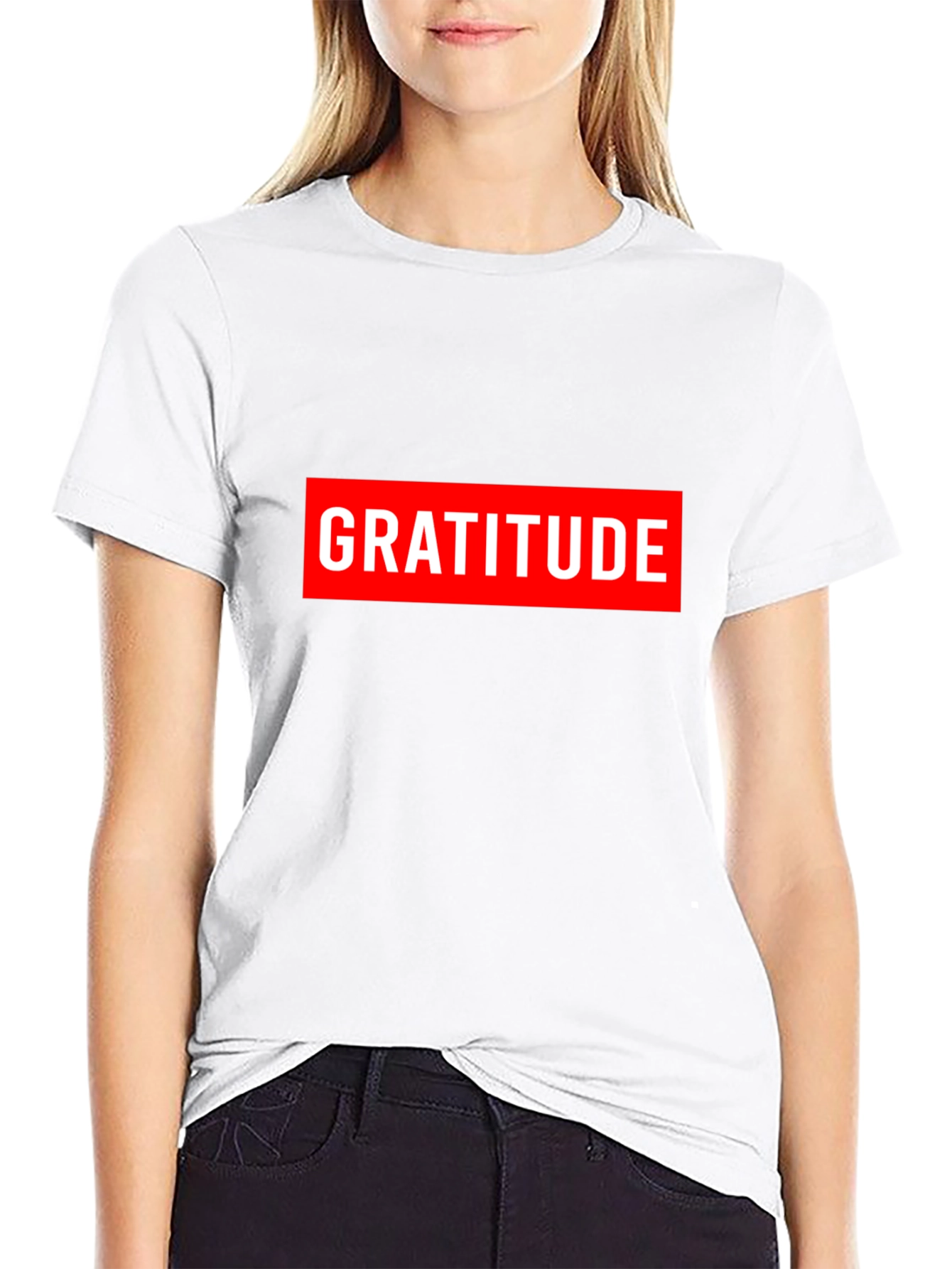 Gratitude Graphic Tee - Red & White on Black