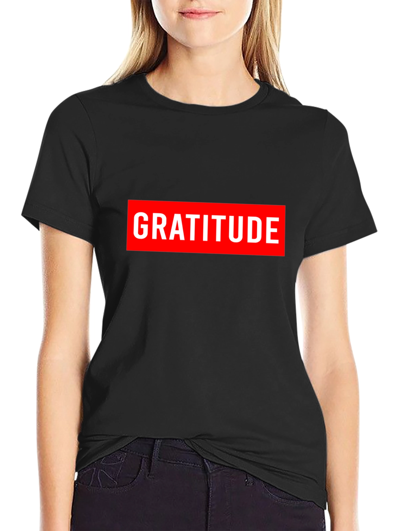 Gratitude Graphic Tee - Red & White on Black