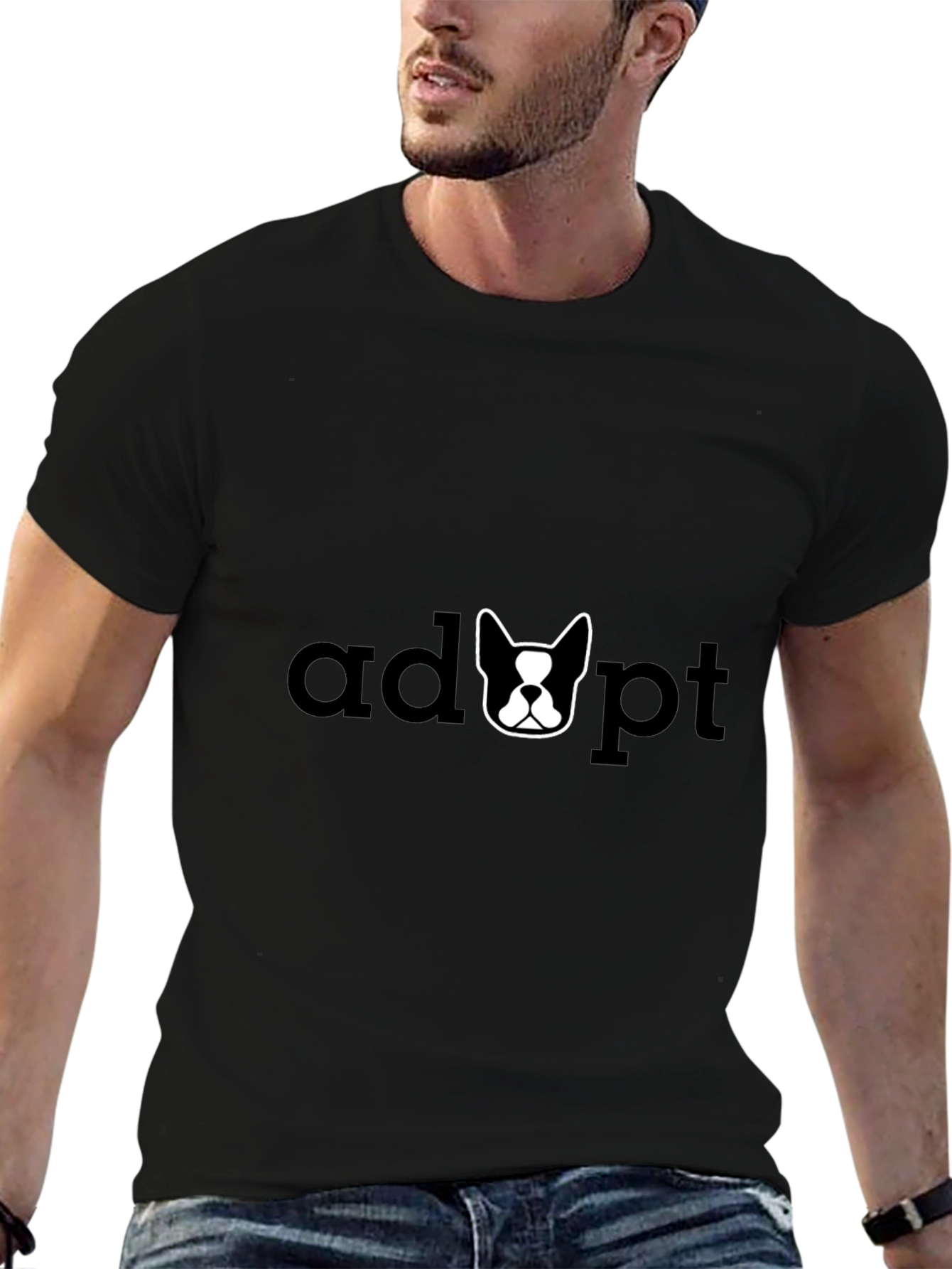 Adopt a Dog T-Shirt - Black Graphic Tee