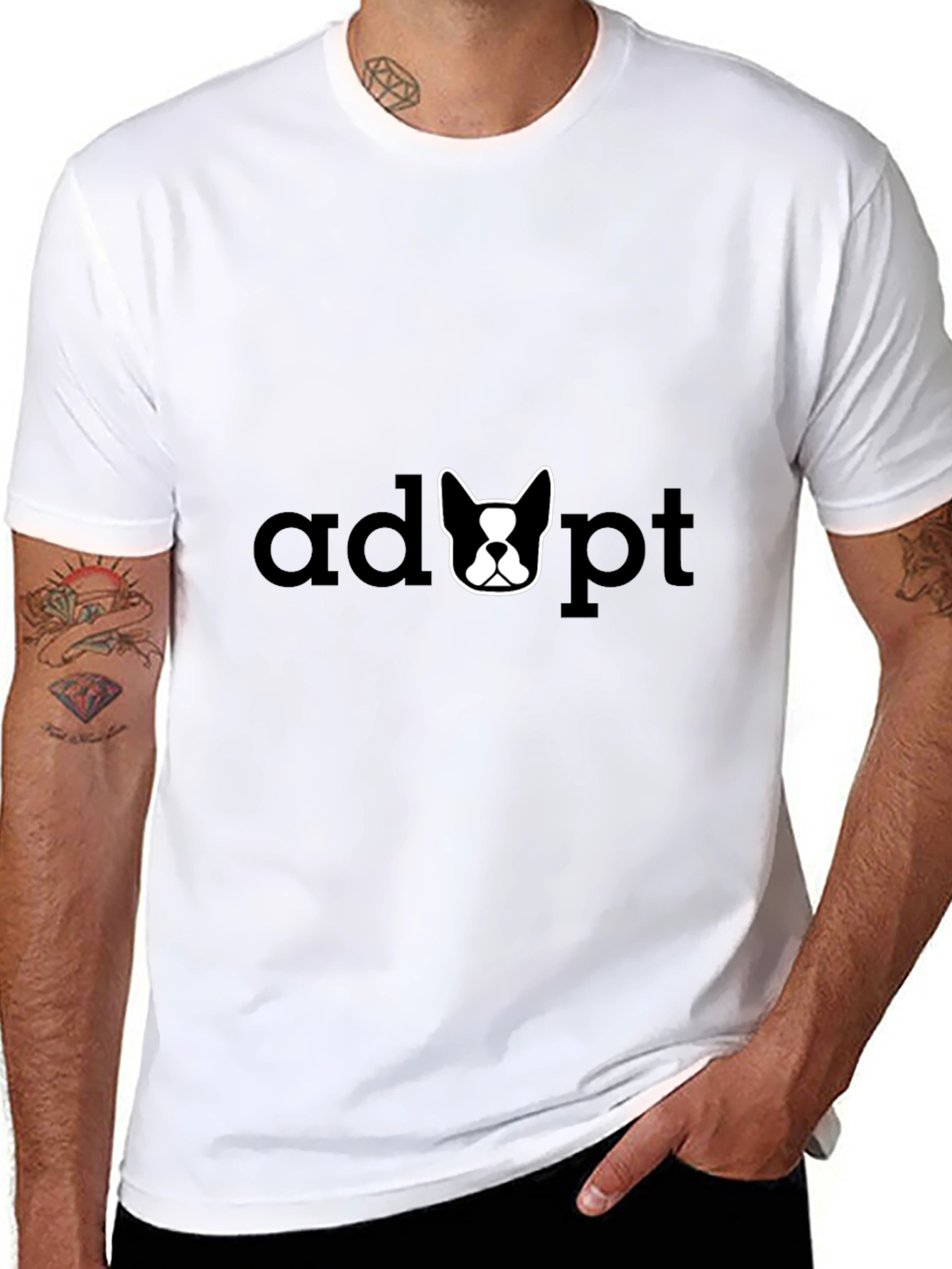 Adopt a Dog T-Shirt - Black Graphic Tee