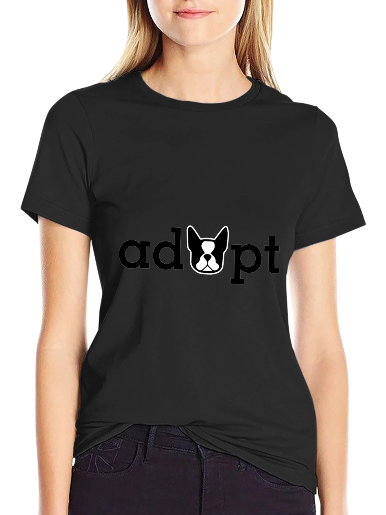 Adopt a Dog T-Shirt - Black Graphic Tee