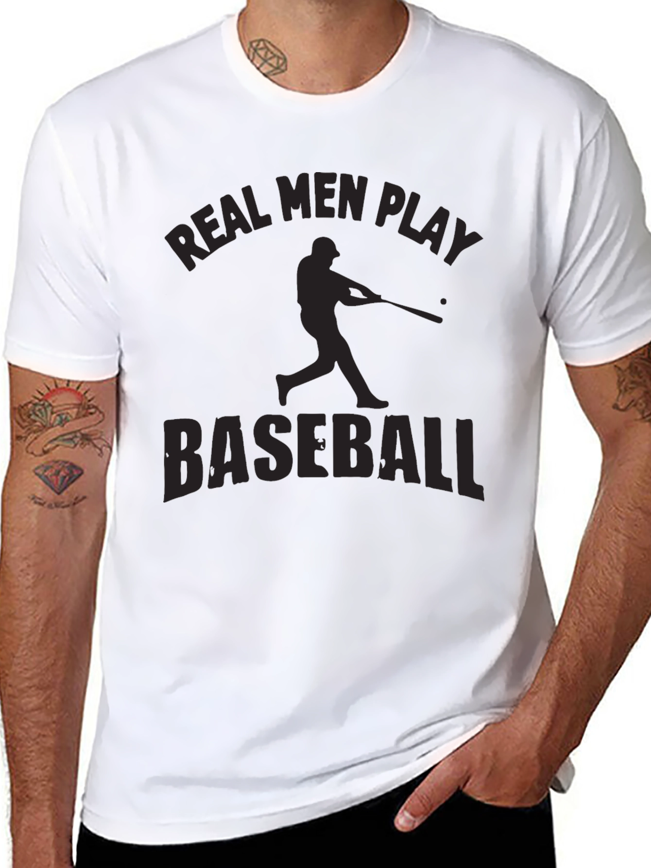 Real Men Play Baseball Graphic T-Shirt