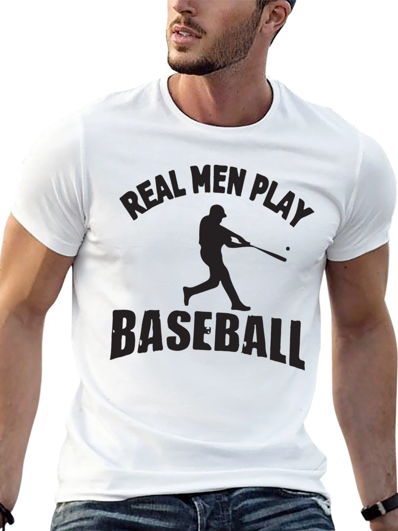 Real Men Play Baseball Graphic T-Shirt