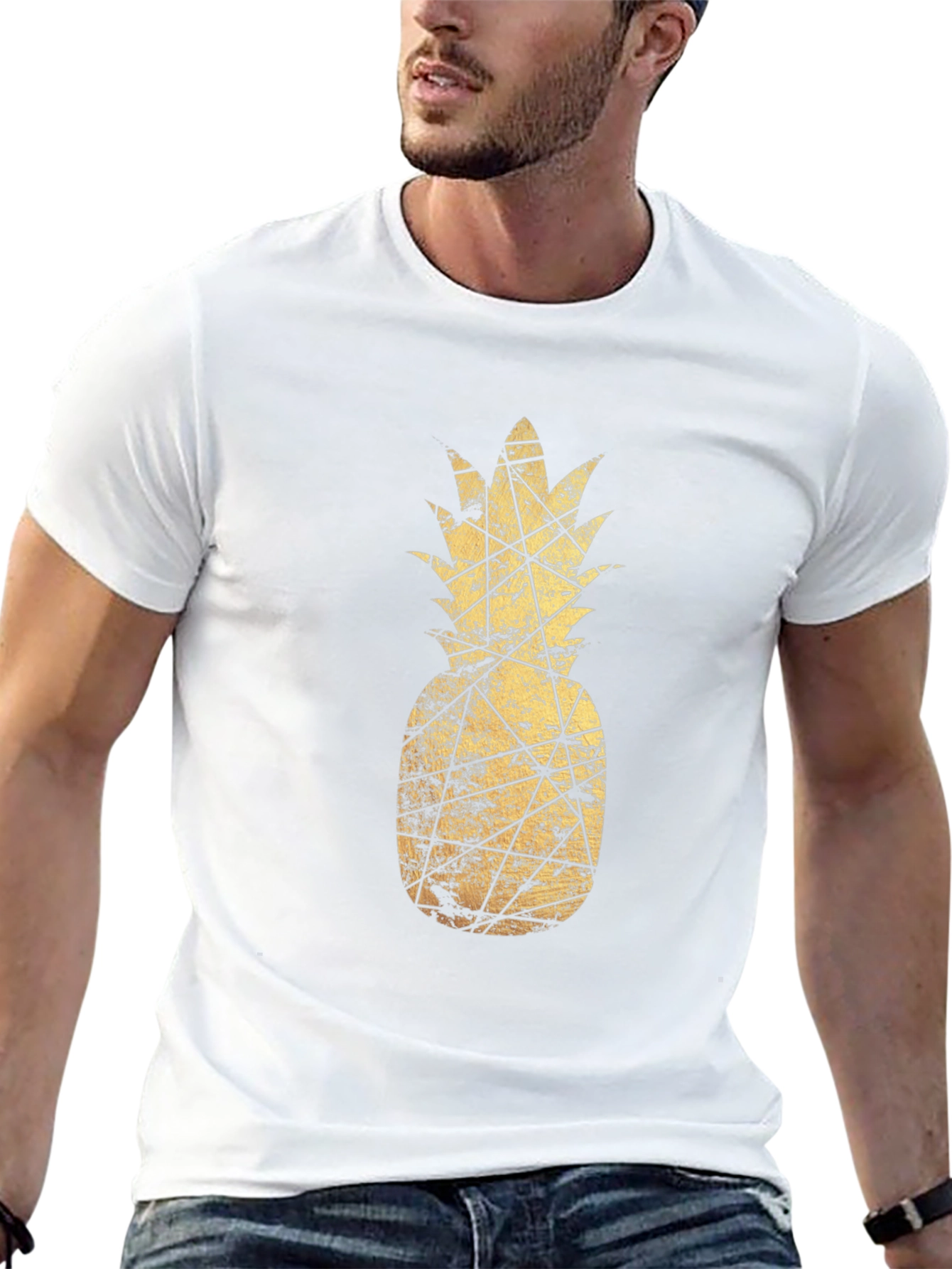 Golden Pineapple Graphic Tee - Stylish & Unique
