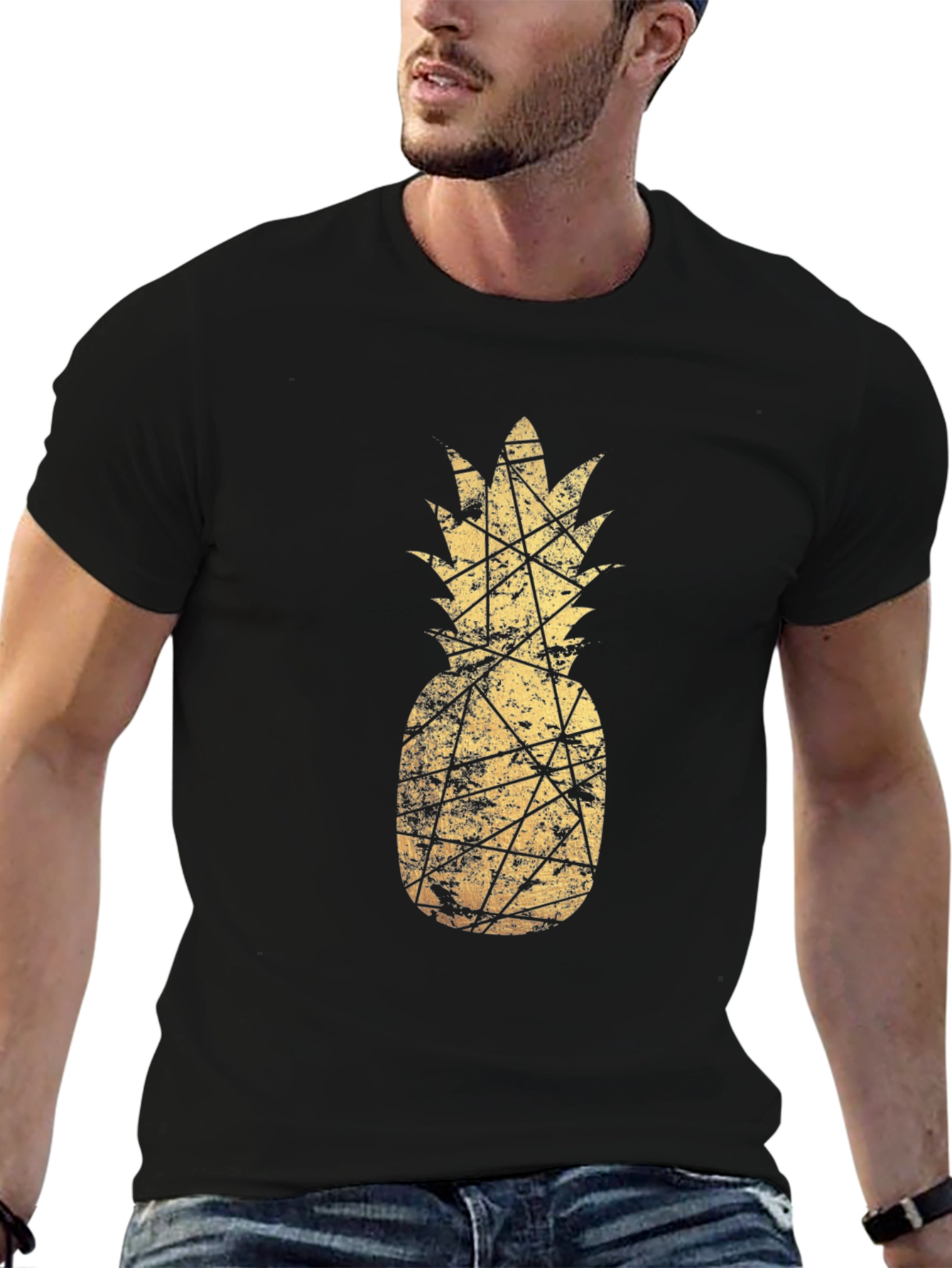 Golden Pineapple Graphic Tee - Stylish & Unique