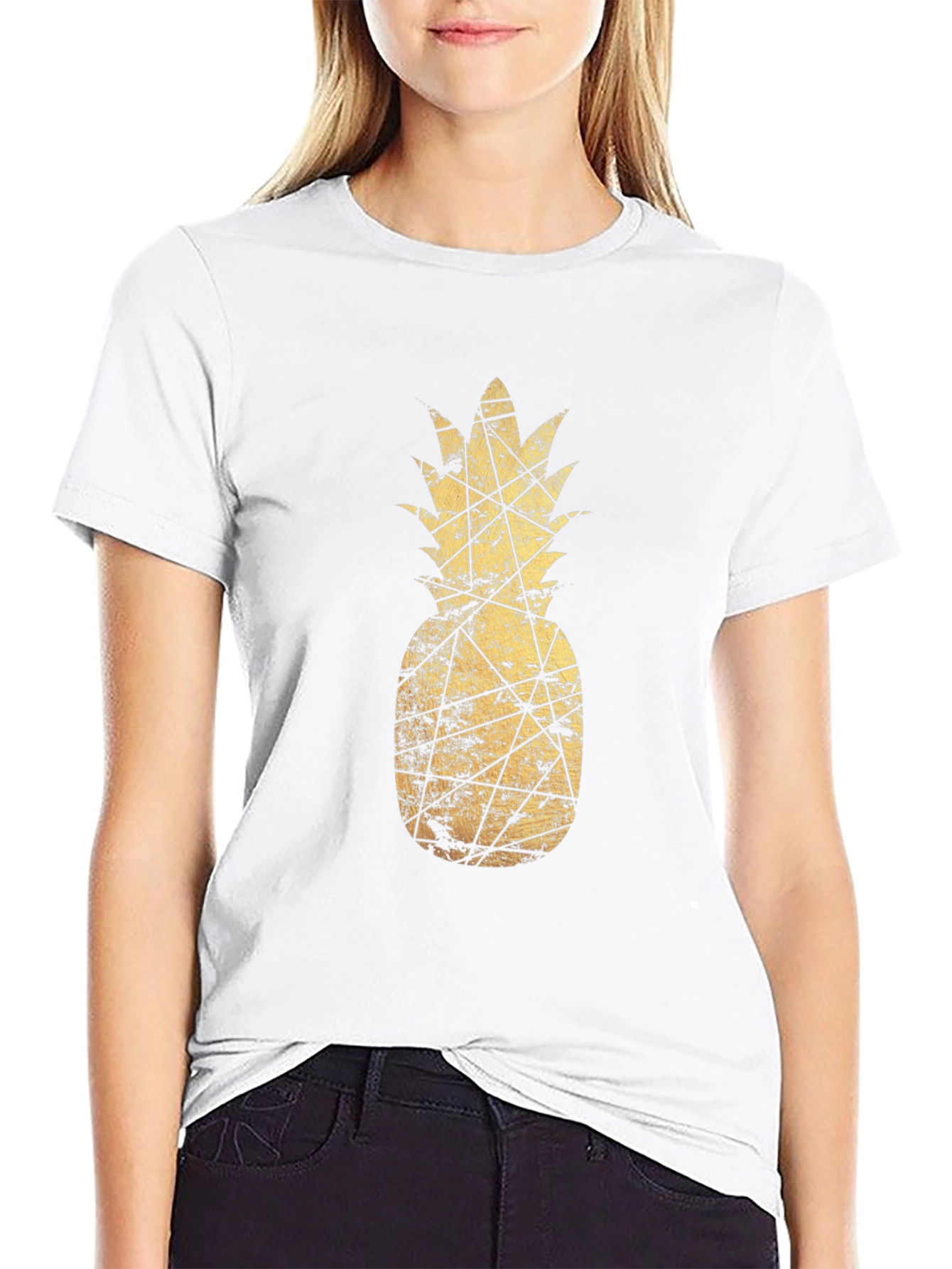 Golden Pineapple Graphic Tee - Stylish & Unique