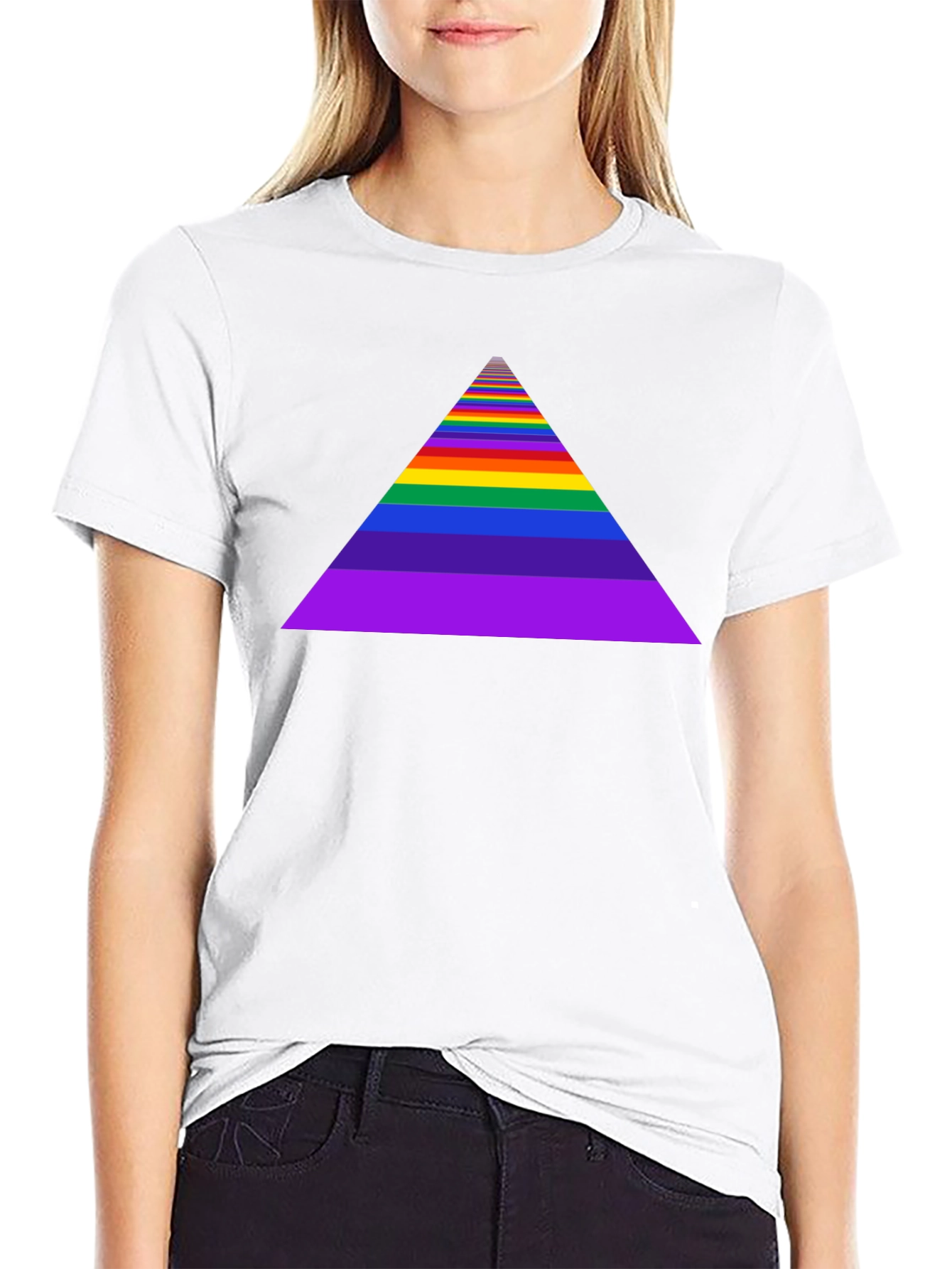 Rainbow Prism Triangle Graphic Tee - Black