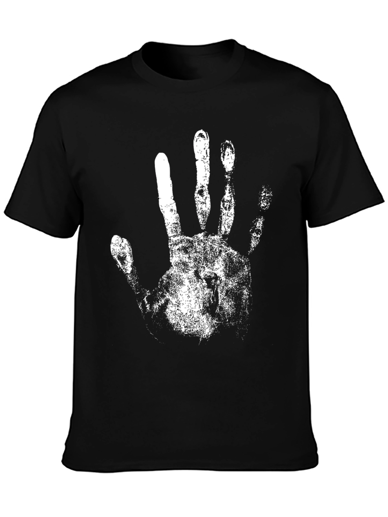 Black T-Shirt with White Handprint Design