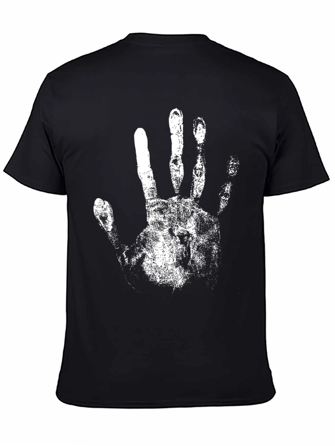 Black T-Shirt with White Handprint Design