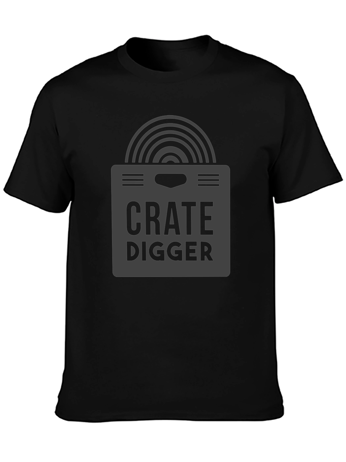 Crate Digger Black Graphic Tee - Music Lover T-Shirt
