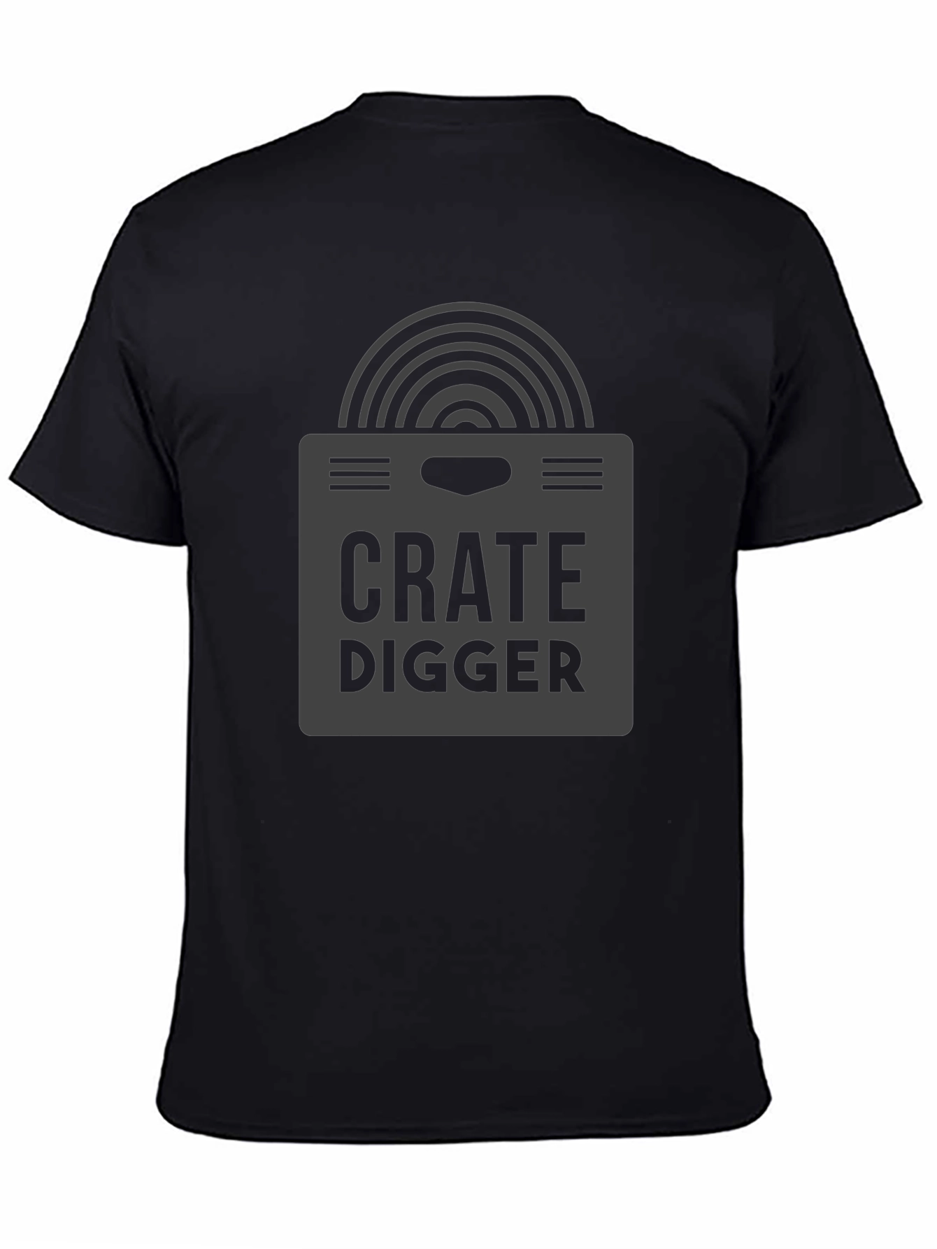 Crate Digger Black Graphic Tee - Music Lover T-Shirt