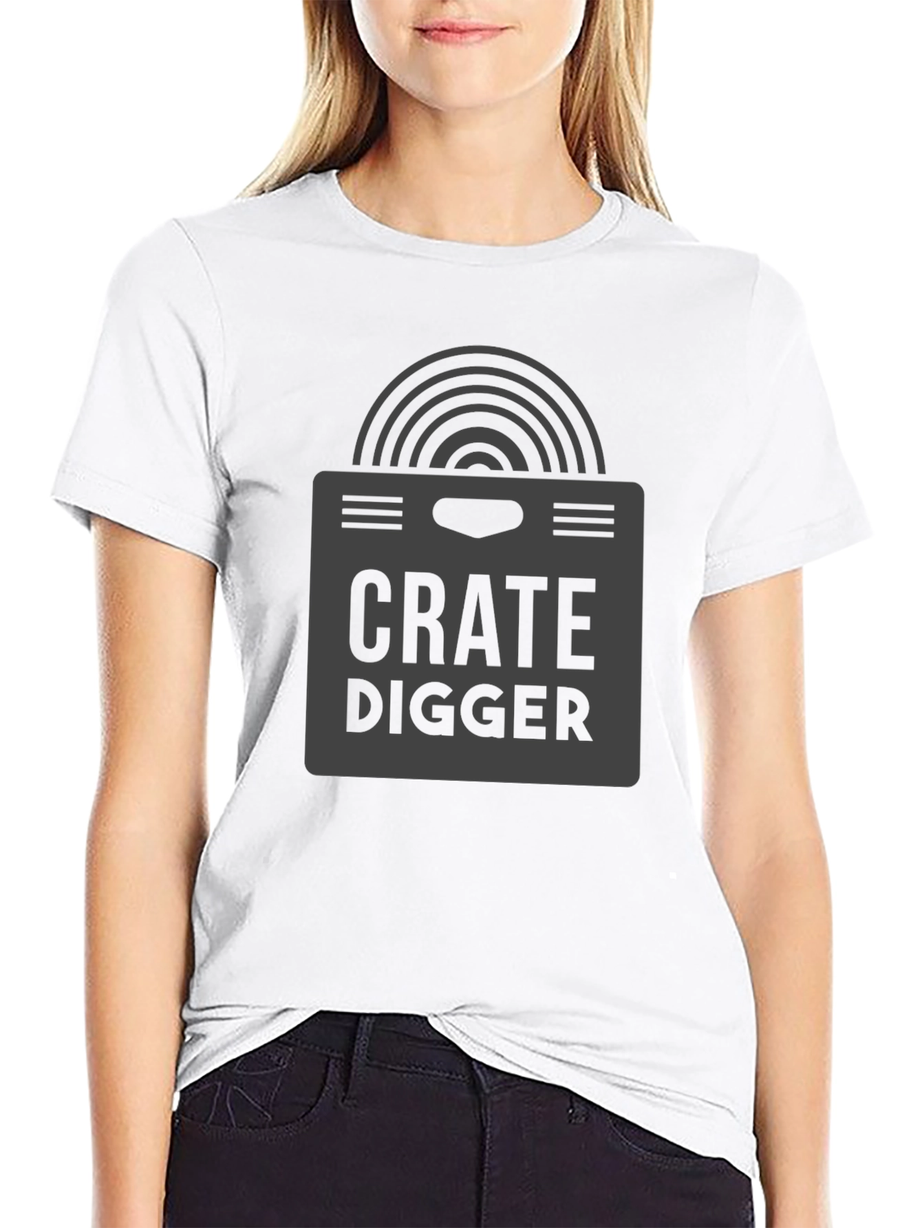 Crate Digger Black Graphic Tee - Music Lover T-Shirt