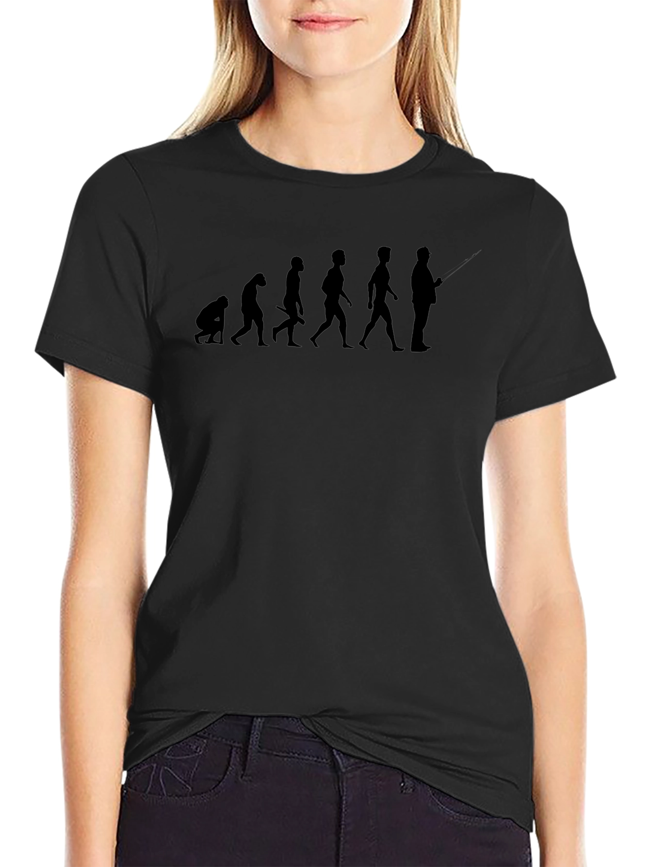 Evolution of Fishing Black T-Shirt
