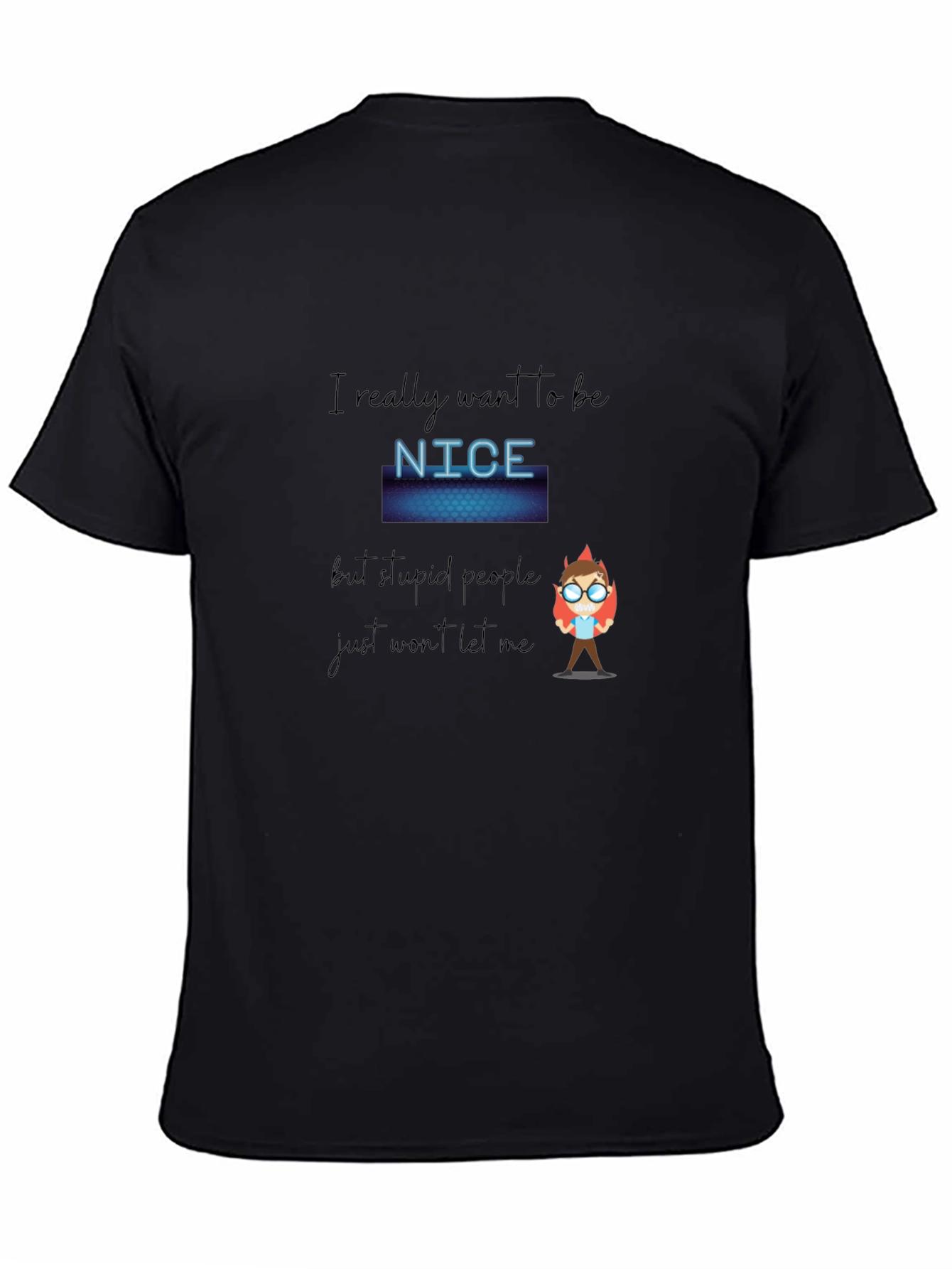 Funny Nice Graphic Print Black Tee