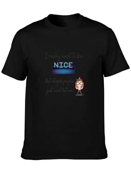 Funny Nice Graphic Print Black Tee