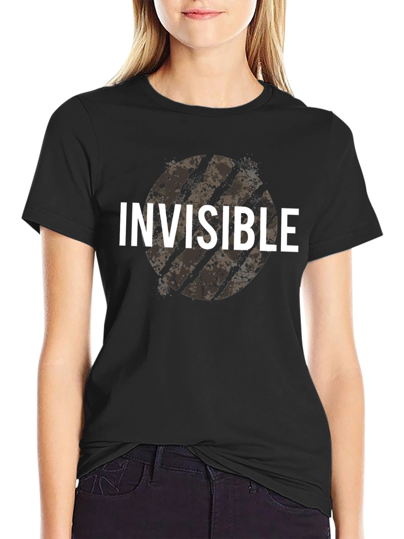 Invisible Graphic Tee - Black Cotton T-Shirt