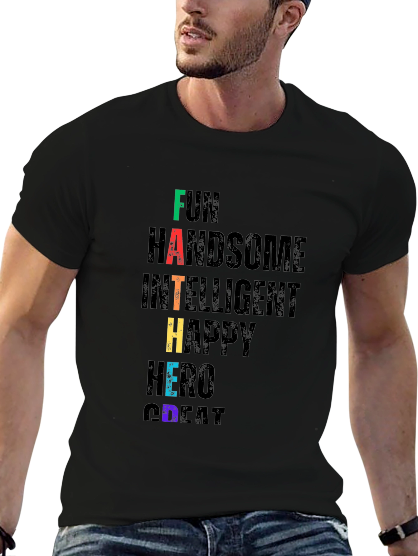 Fun Dad Black Graphic T-Shirt