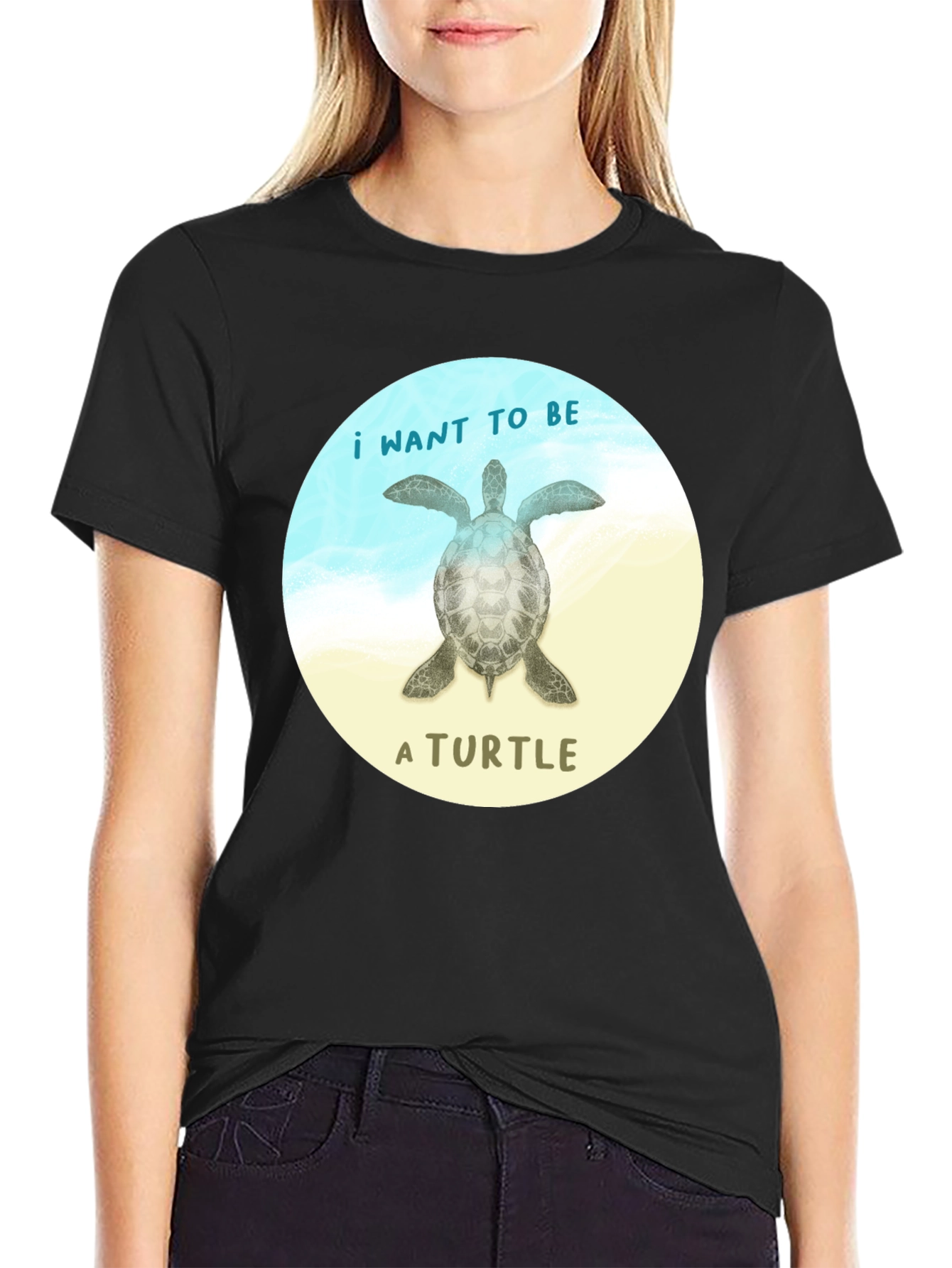 I Want To Be A Turtle Black T-Shirt