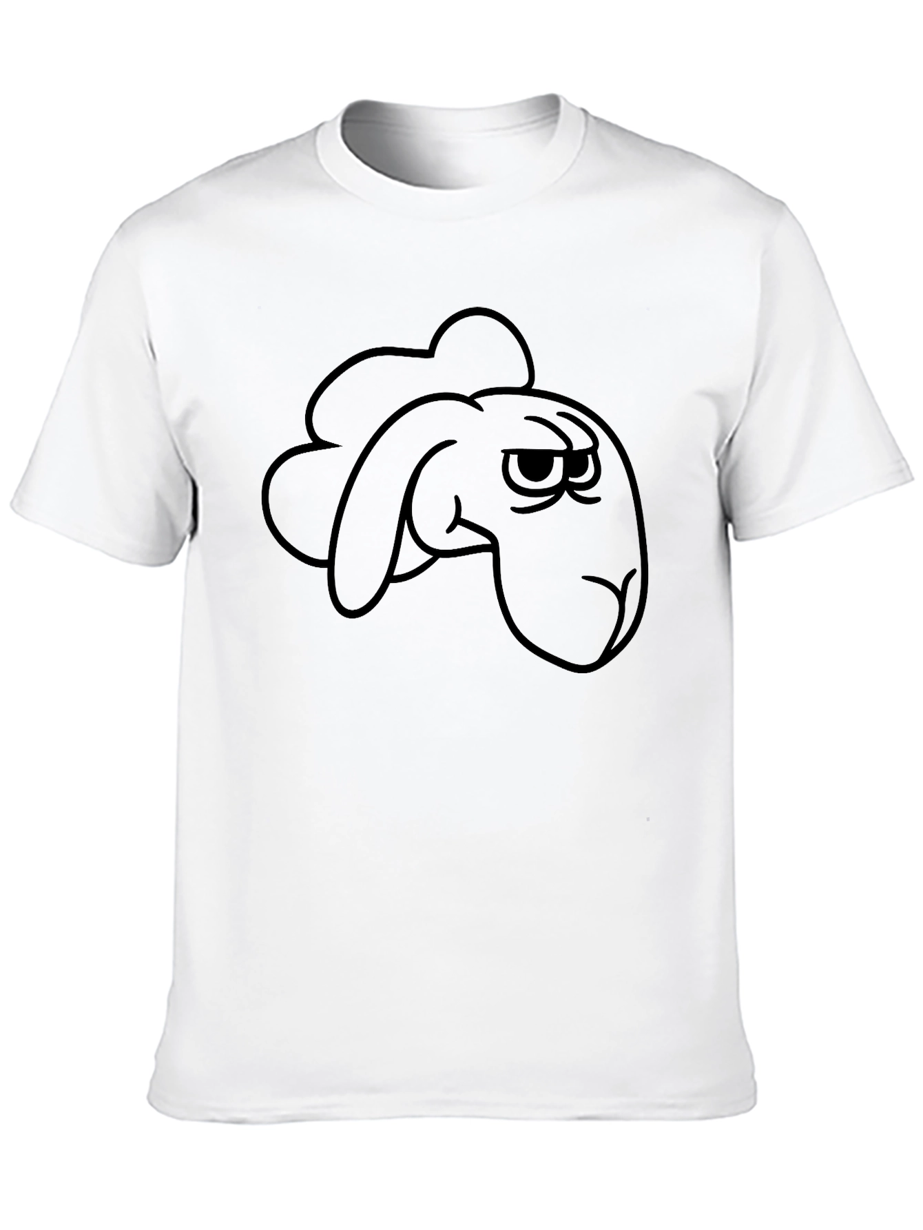 Grumpy Cartoon Sheep Graphic Tee - Black Cotton T-Shirt