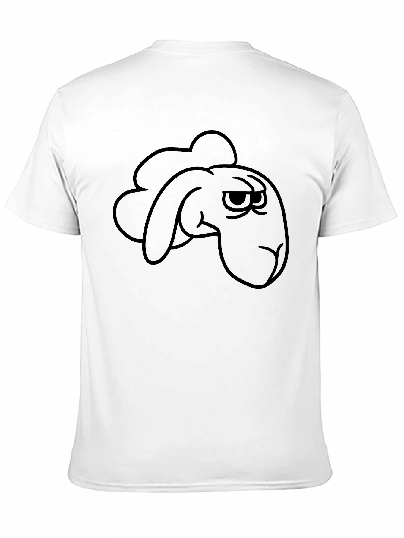 Grumpy Cartoon Sheep Graphic Tee - Black Cotton T-Shirt