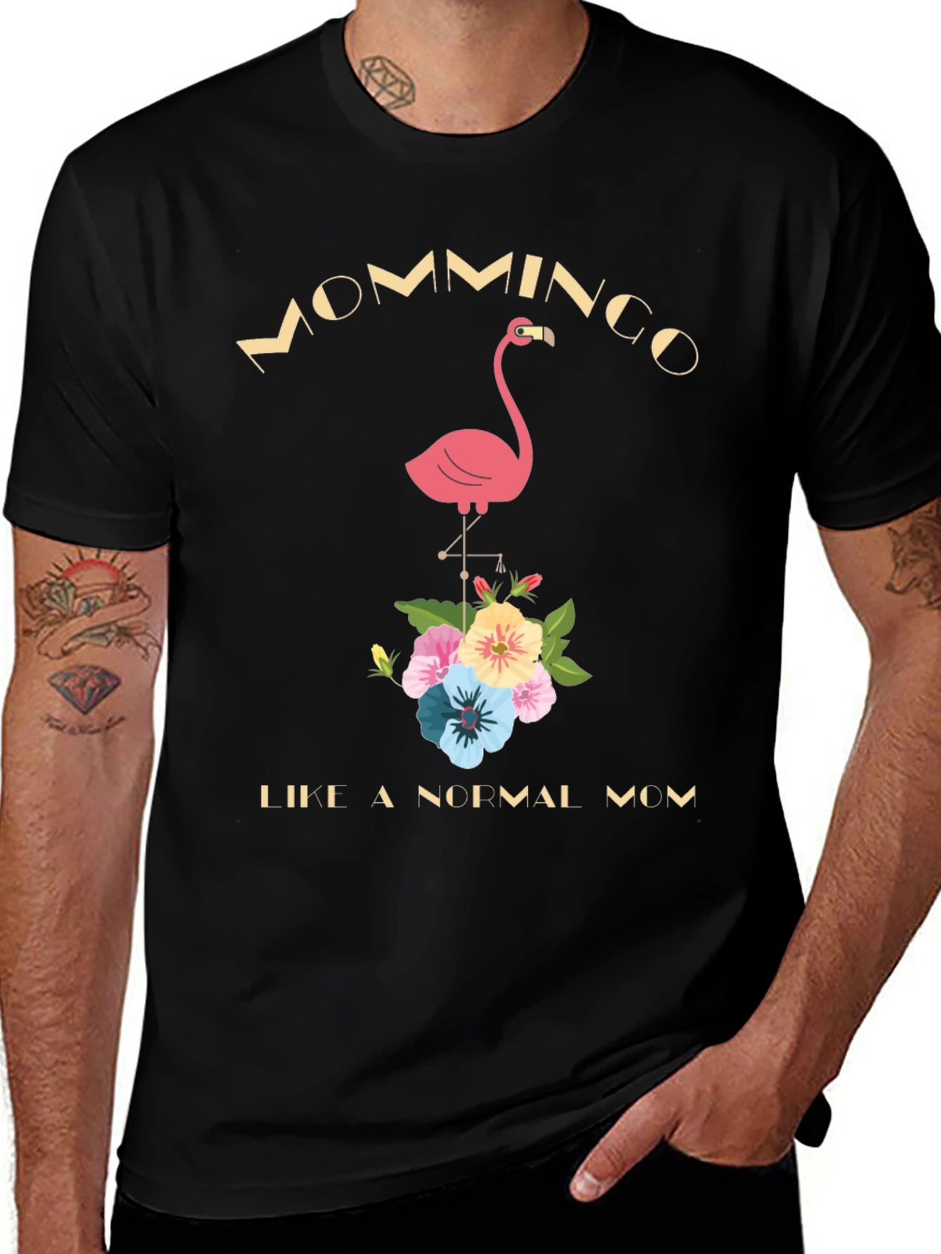 Mommingo T-Shirt - Flamingo & Floral Design