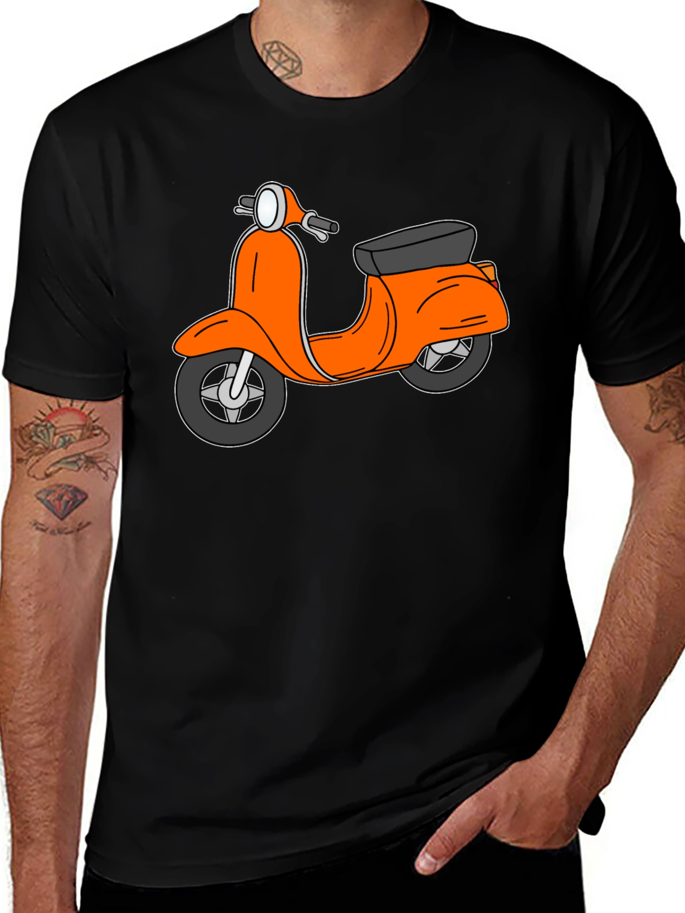 Retro Scooter Graphic Tee - Black