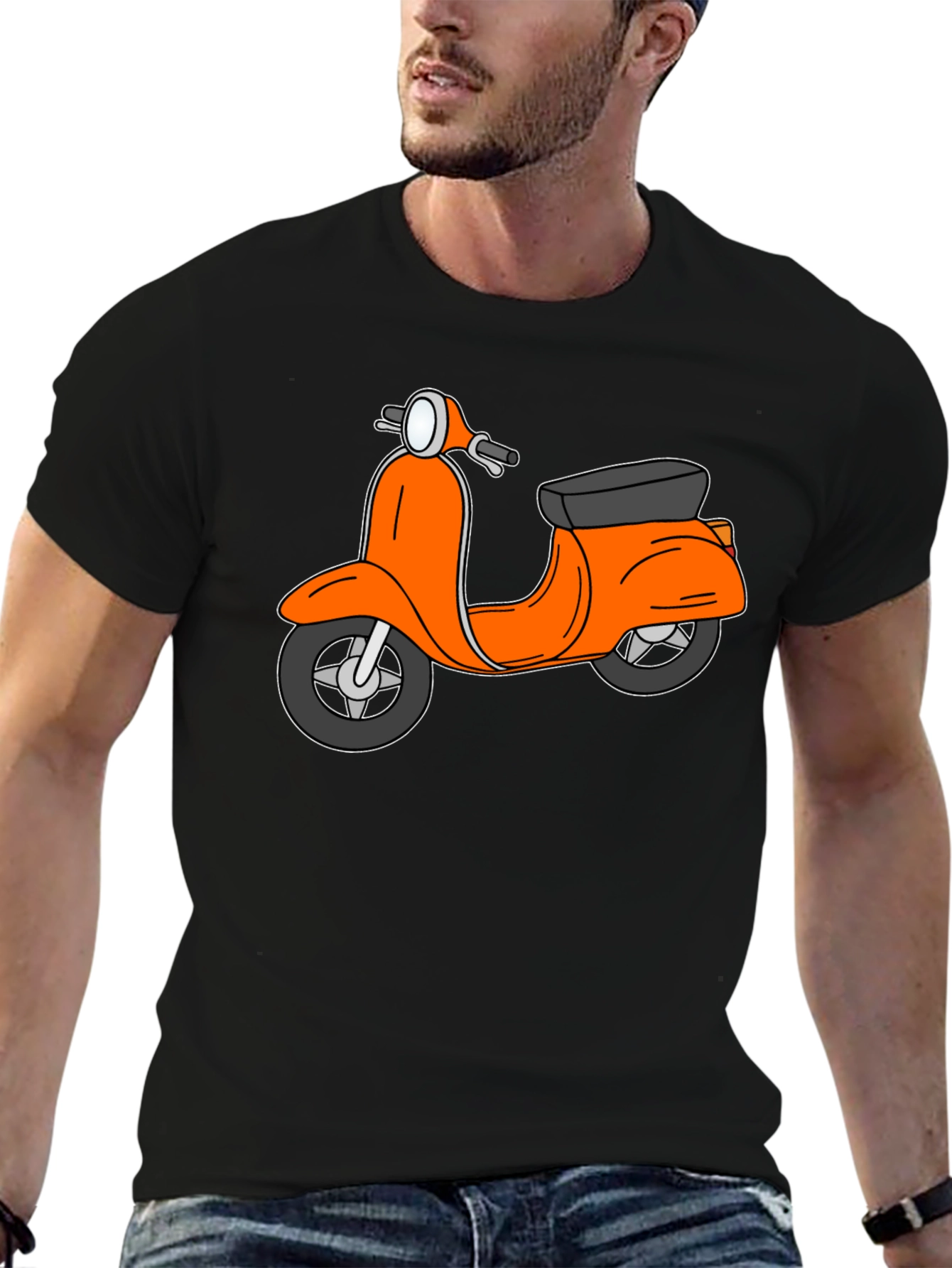 Retro Scooter Graphic Tee - Black