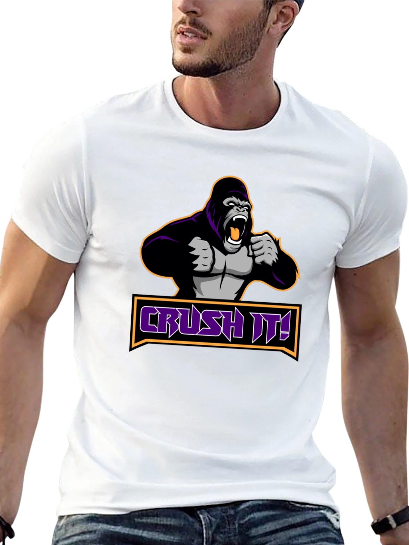 Crush It Gorilla Graphic Black T-Shirt