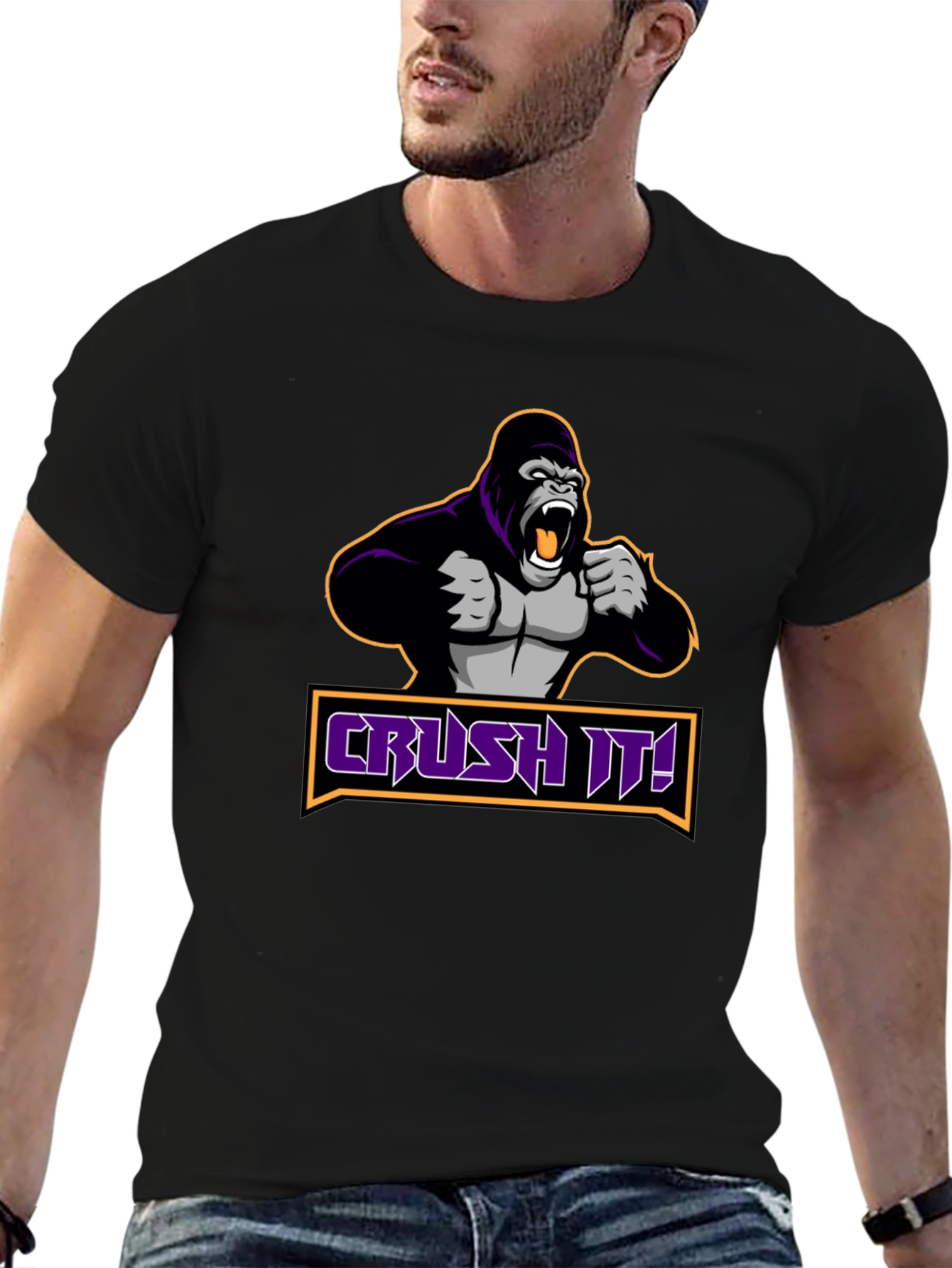Crush It Gorilla Graphic Black T-Shirt